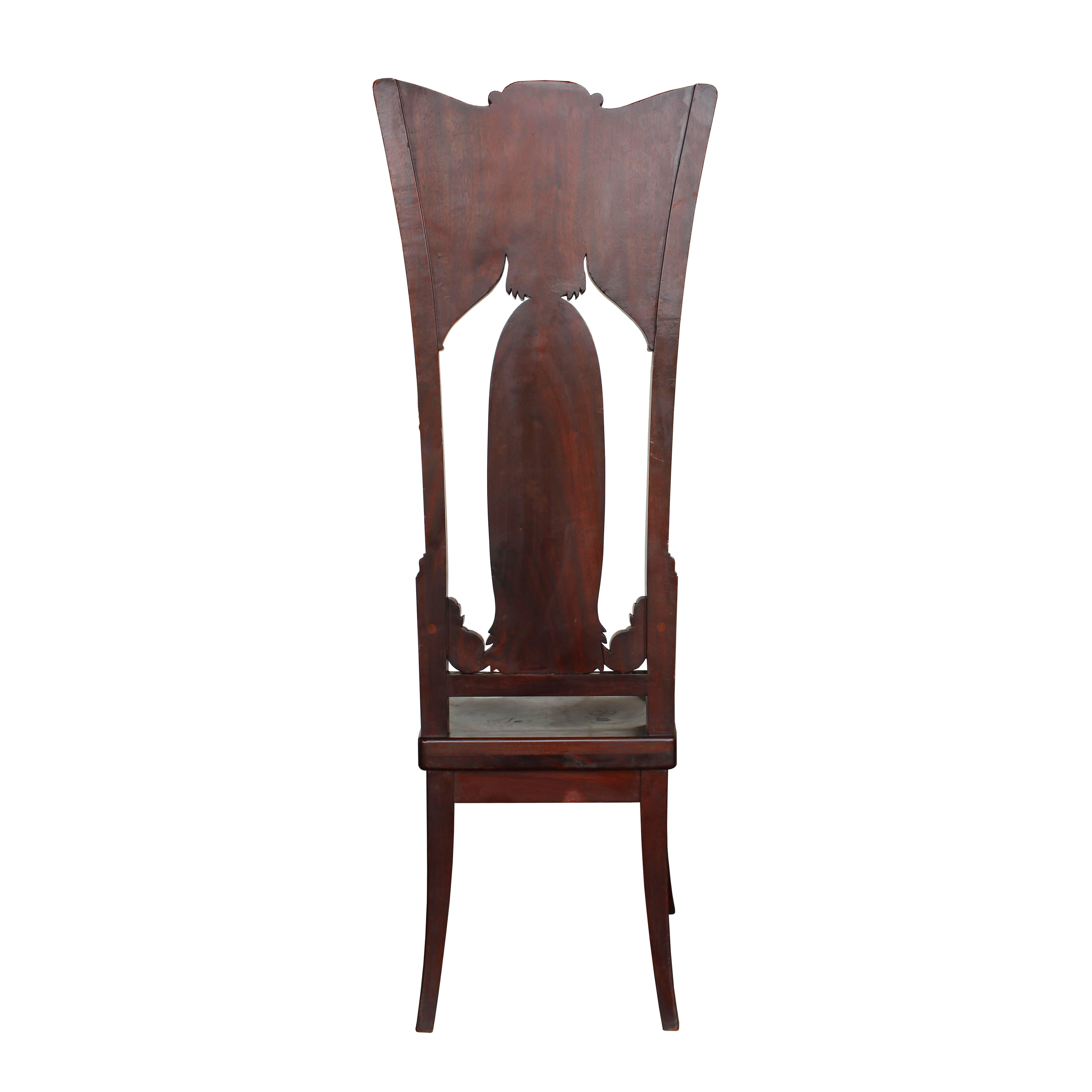 Wood Pair of Early 20th Century Transitional High Back Chairs