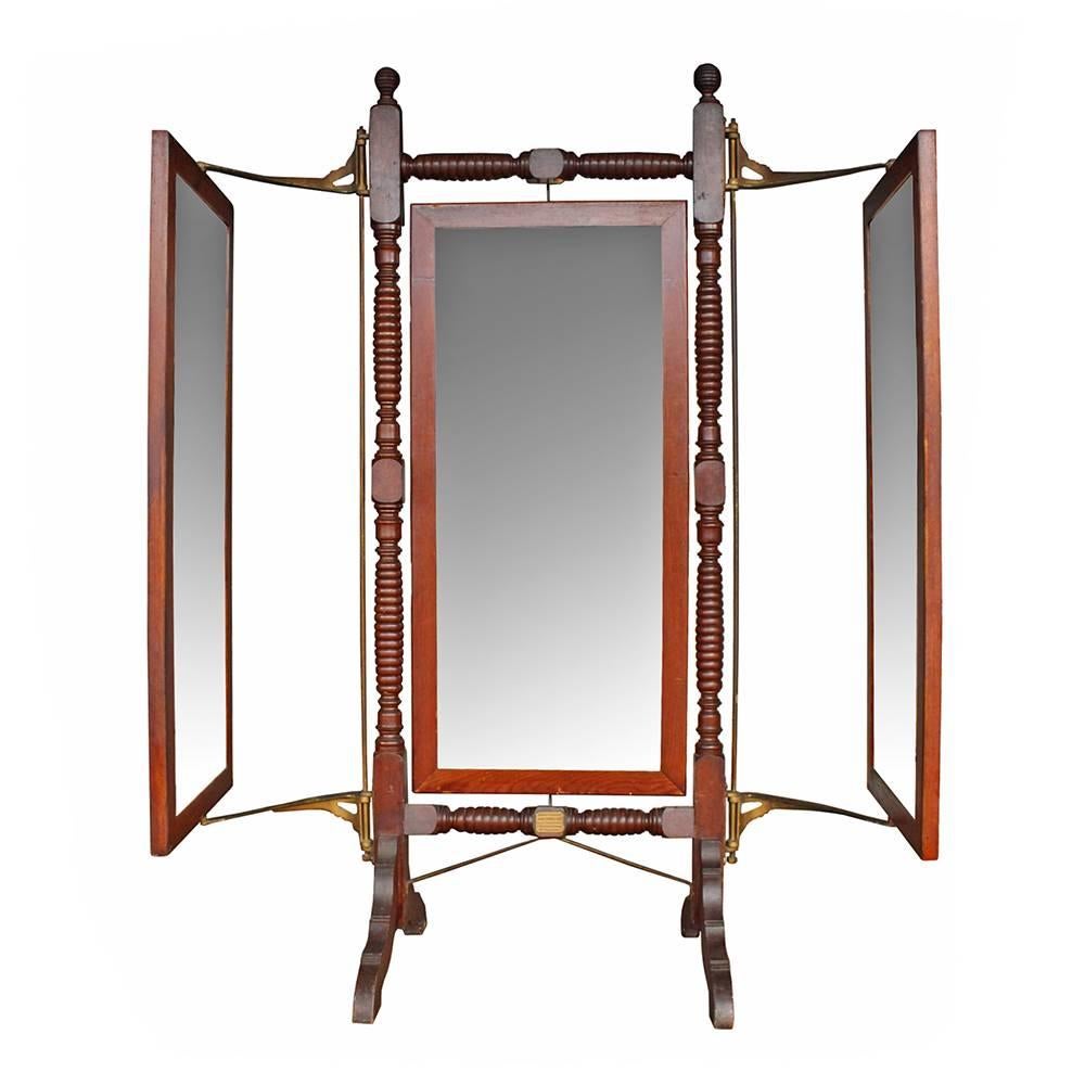 Late 19th Century Triplicate Mirror In Fair Condition In Aurora, OR