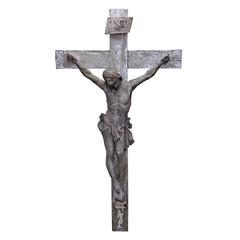 Antique Hand-Carved Wooden Crucifix