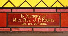 Antique Koontz Memorial Stained Glass Window