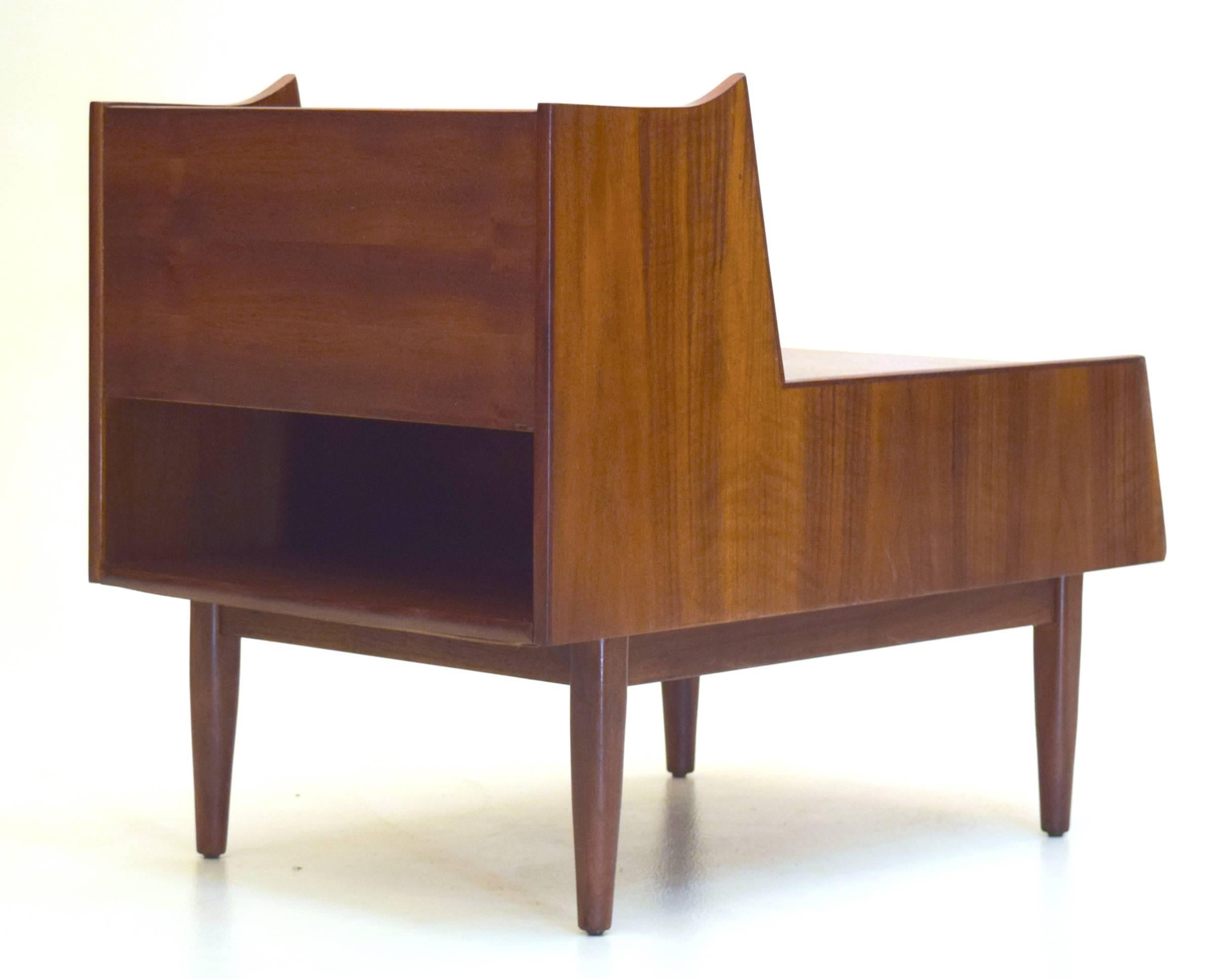 Mid-Century Modern Premium Triple Tier Walnut Table for Lounge Use by Kipp Stewart for Drexel
