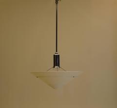 Large Lightolier Art Deco Period Dome Pendant Lamp in Milk Glass