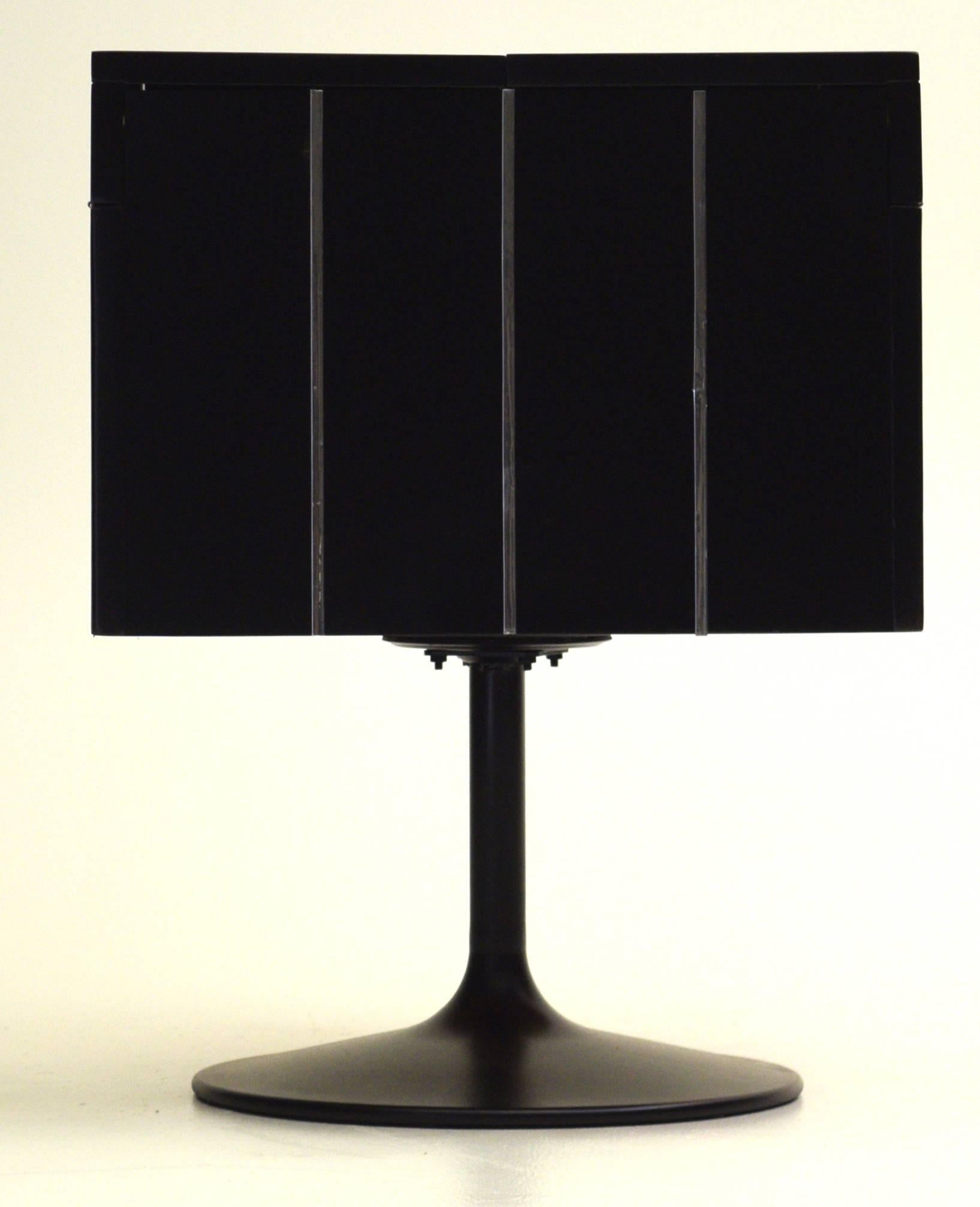 Mid-Century Modern Exceptional Rotating Swivel Cocktail Dry Bar on Pedestal Base in Black Lacquer