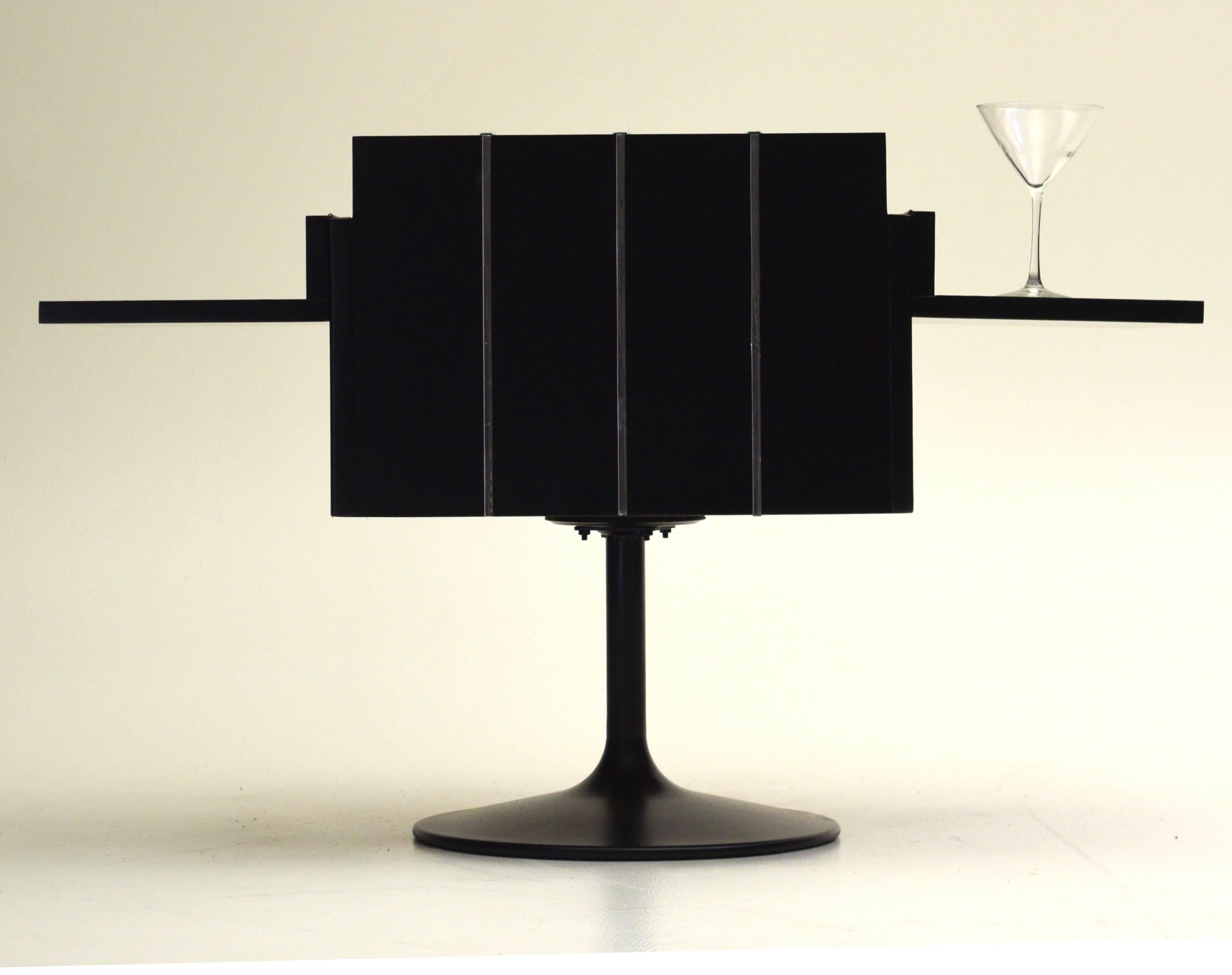 American Exceptional Rotating Swivel Cocktail Dry Bar on Pedestal Base in Black Lacquer