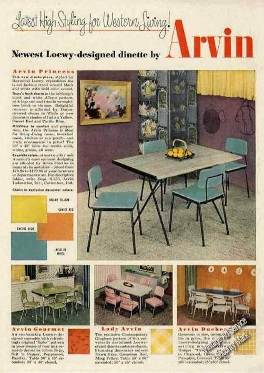 Mid-20th Century 1953 Rare Dinette Set by Raymond Loewy for Arvin