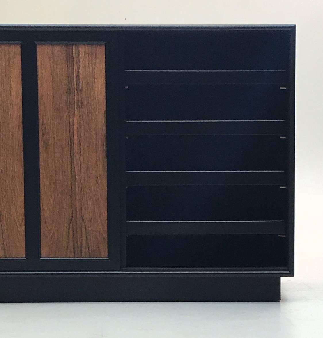American Rosewood and Black Lacquer Server Buffet by Harvey Probber