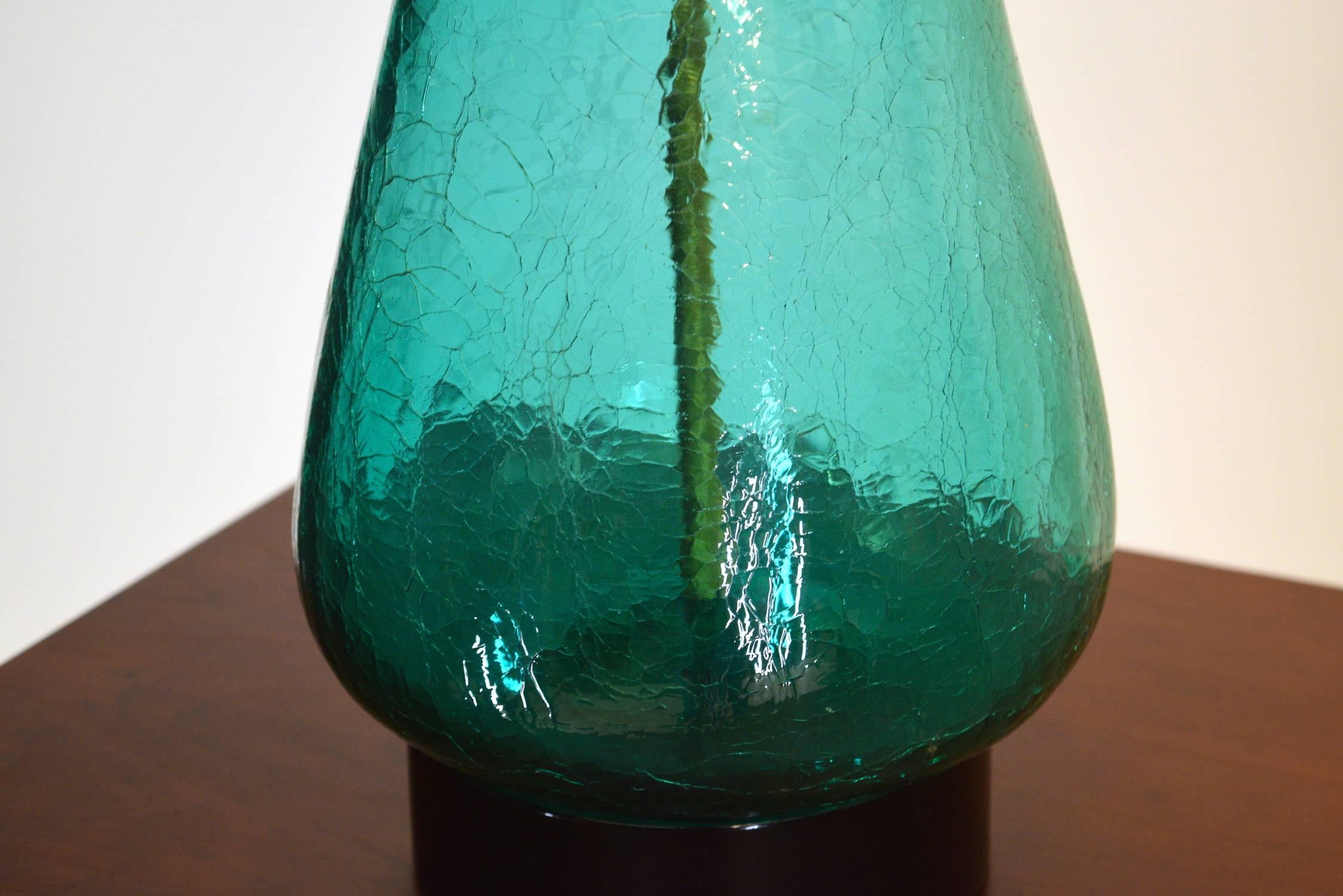 Mid-Century Modern Pair of Original 1960s Blenko Lamps in Sea Green