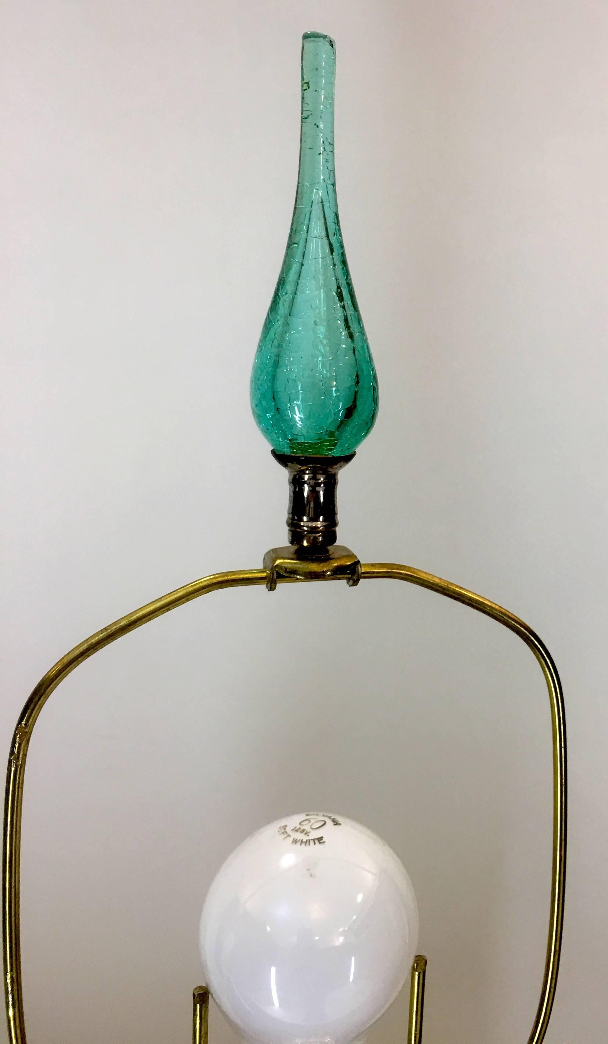 Pair of Original 1960s Blenko Lamps in Sea Green In Excellent Condition In South Charleston, WV