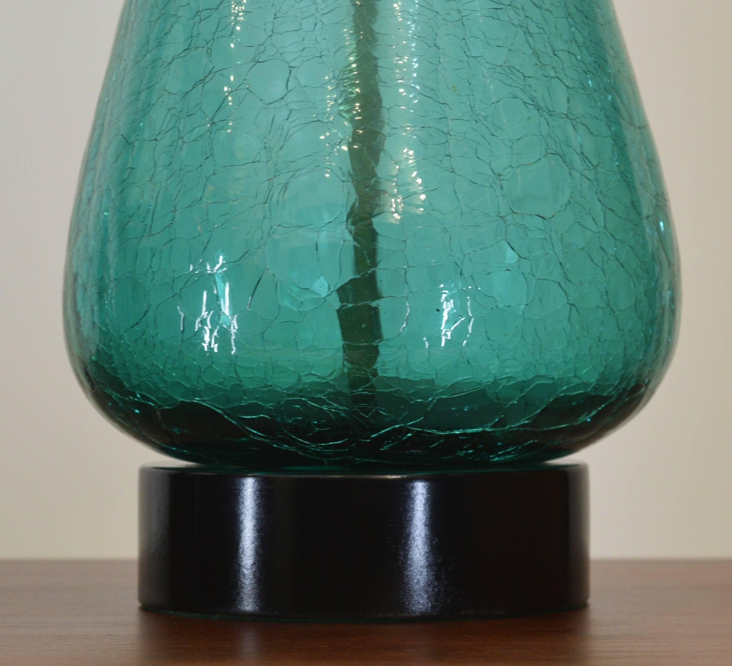 Mid-20th Century Pair of Original 1960s Blenko Lamps in Sea Green