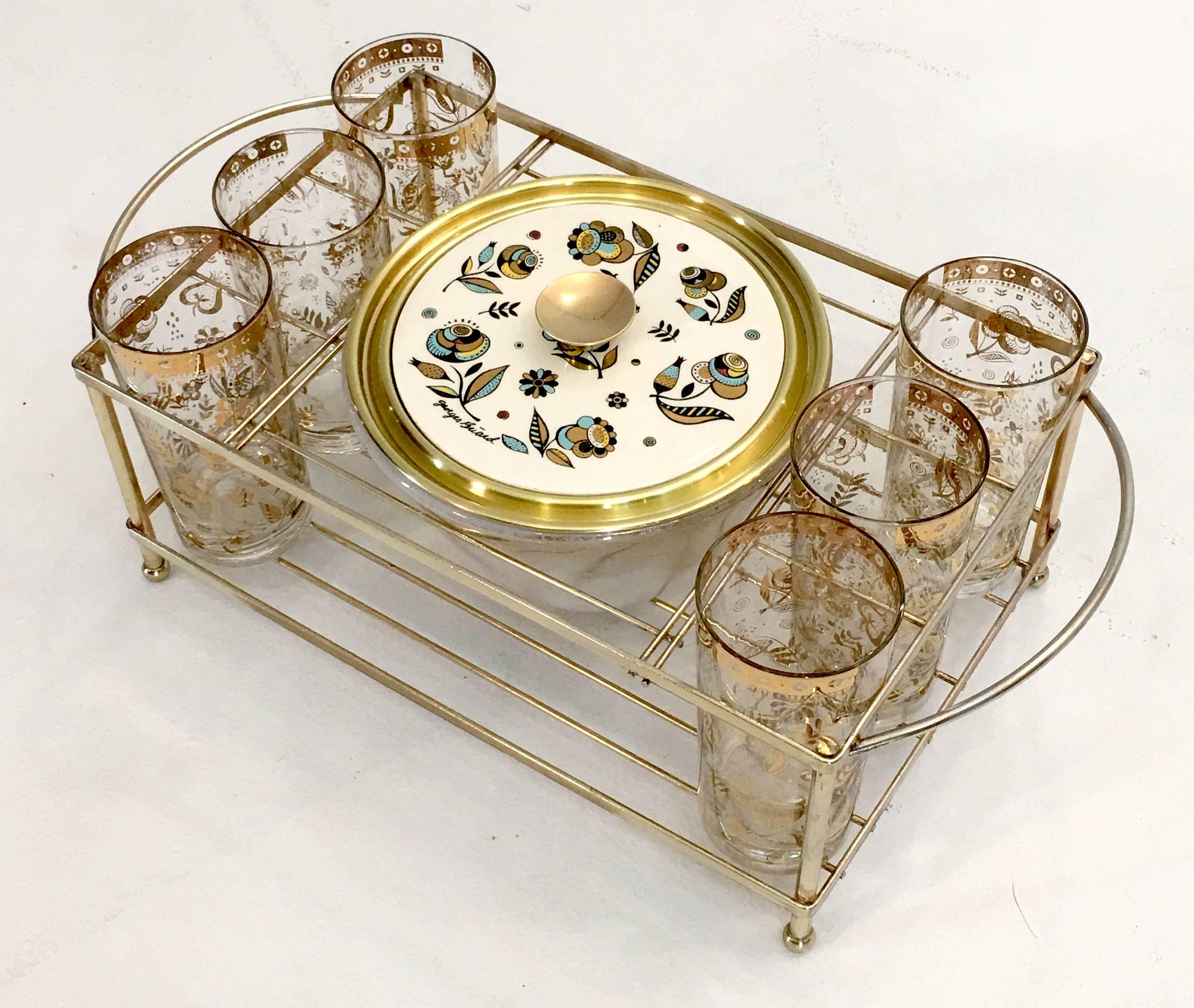 Barware Server Set by Georges Briard in Gold and Brass 3
