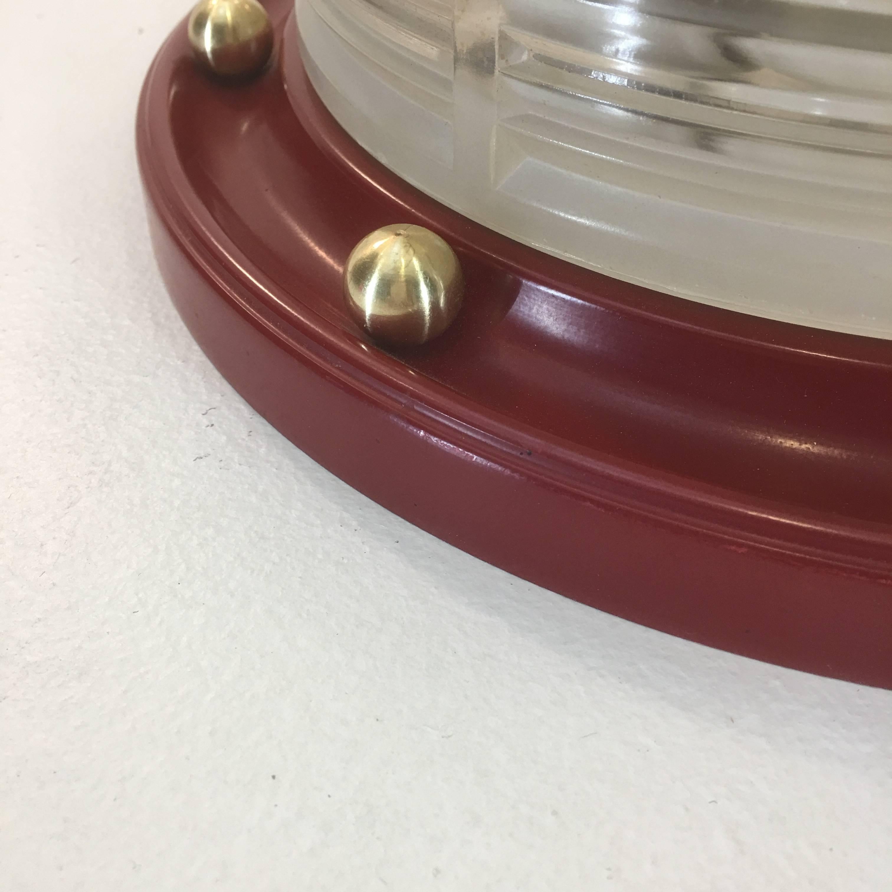 Art Deco 1940s Flush Mount Nautical Theme Ceiling Lamp by Lightoier