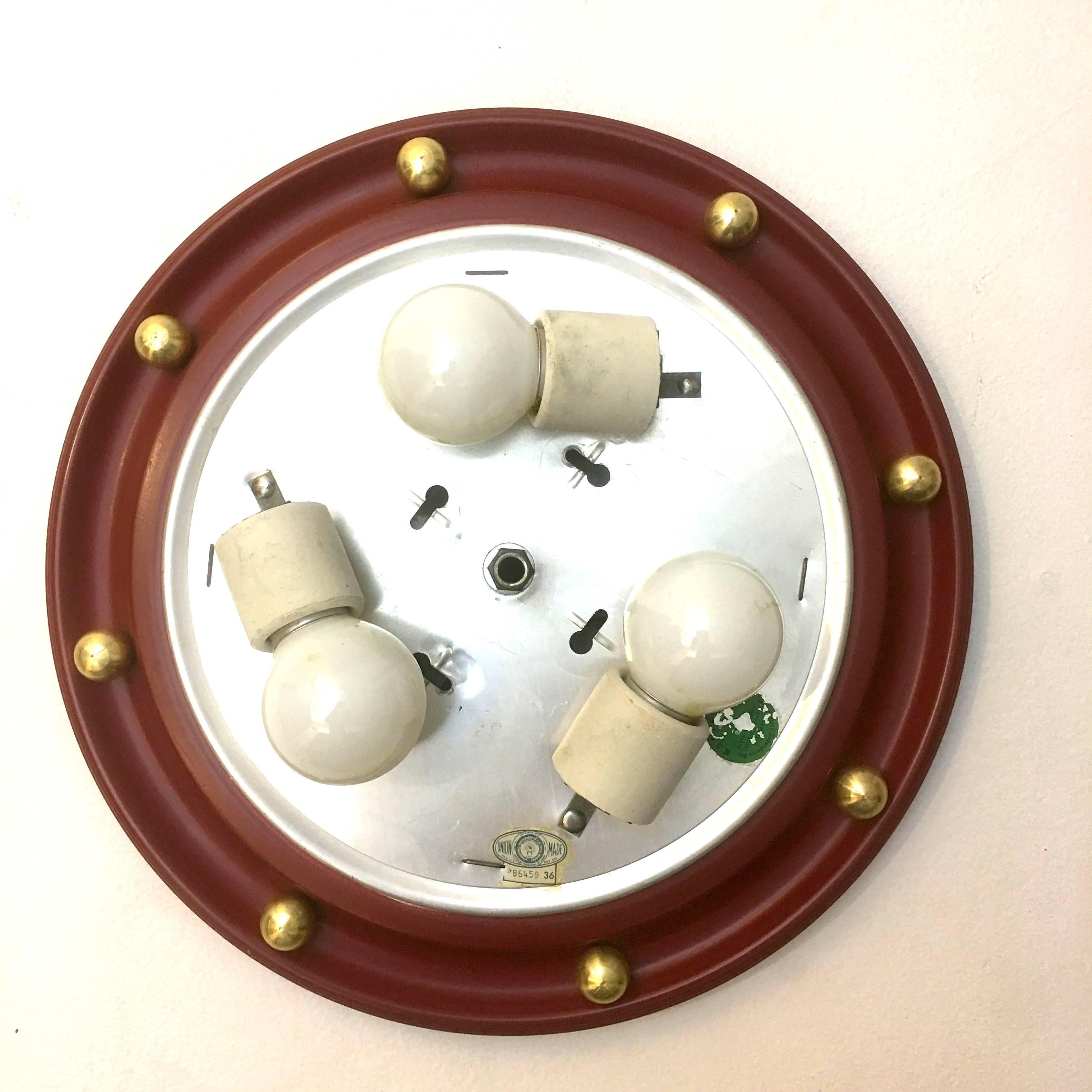 Mid-20th Century 1940s Flush Mount Nautical Theme Ceiling Lamp by Lightoier
