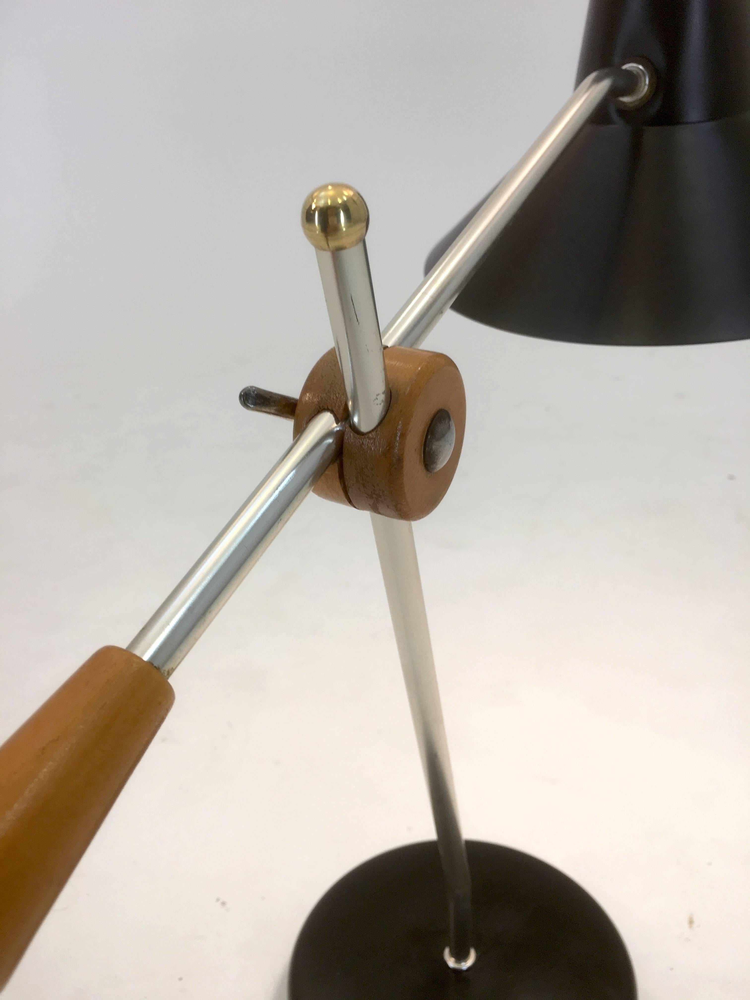 Unknown Exceptional Articulating Desk Lamp with Wood and Steel Features
