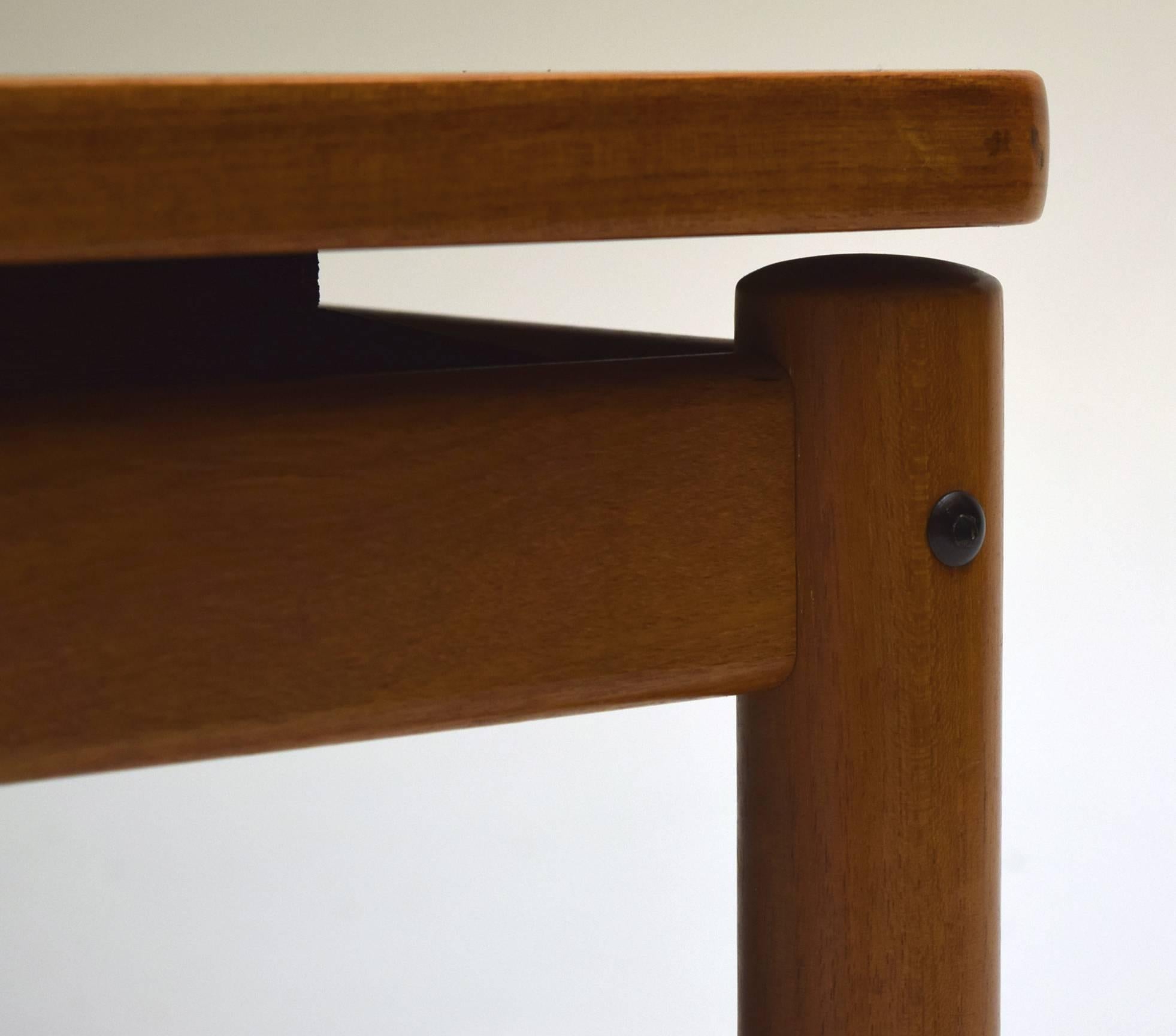 Made in Denmark by Trioh in all-teak timber. The lumber used is thick and quality solid teak especially the legs and edges.

Table measures 53