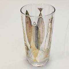 Set of Eight Tom Collins Glasses by Fred Press Fish Motif