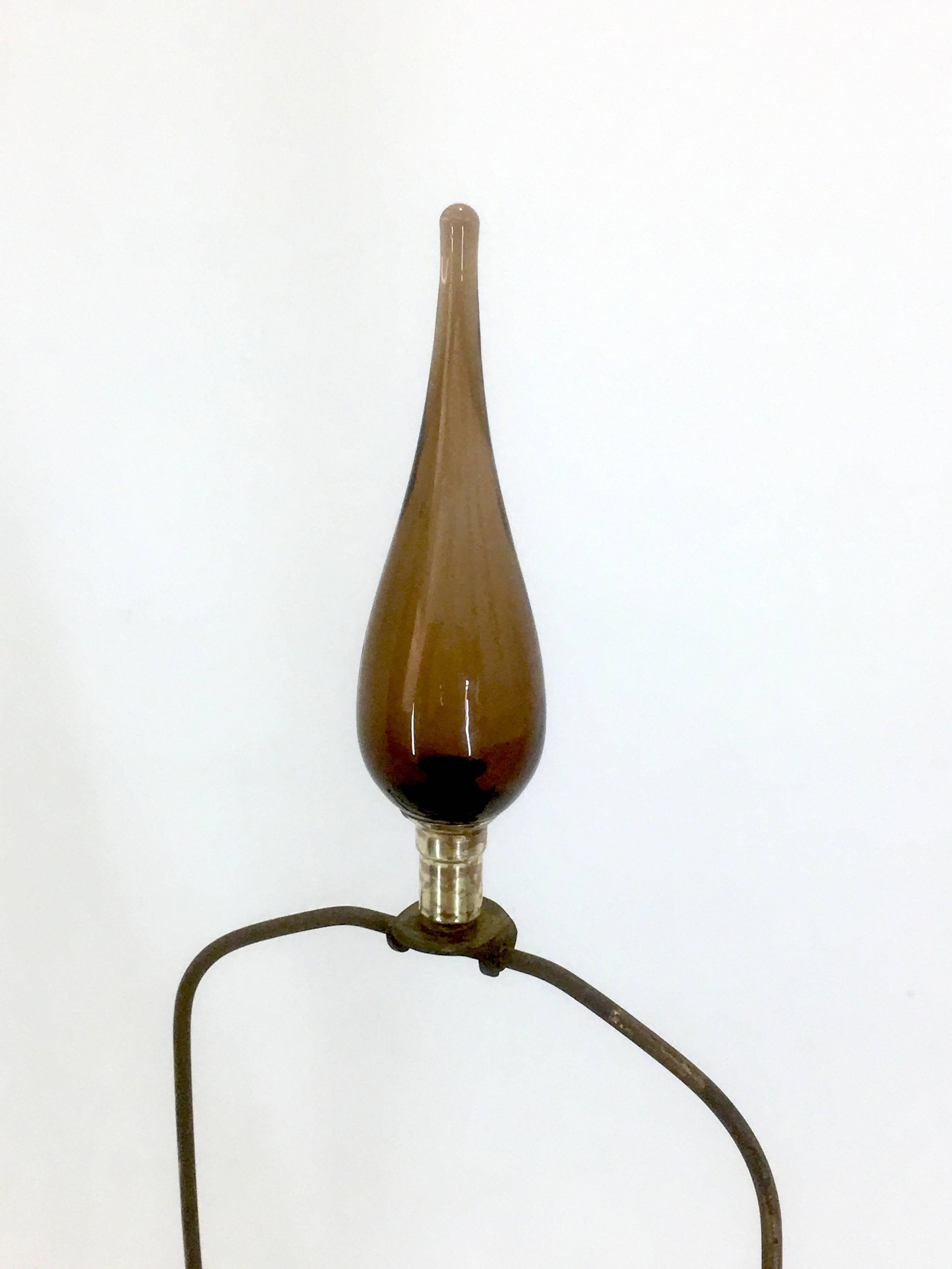 Brass Monumental Blenko Lamp in Chestnut, 1965
