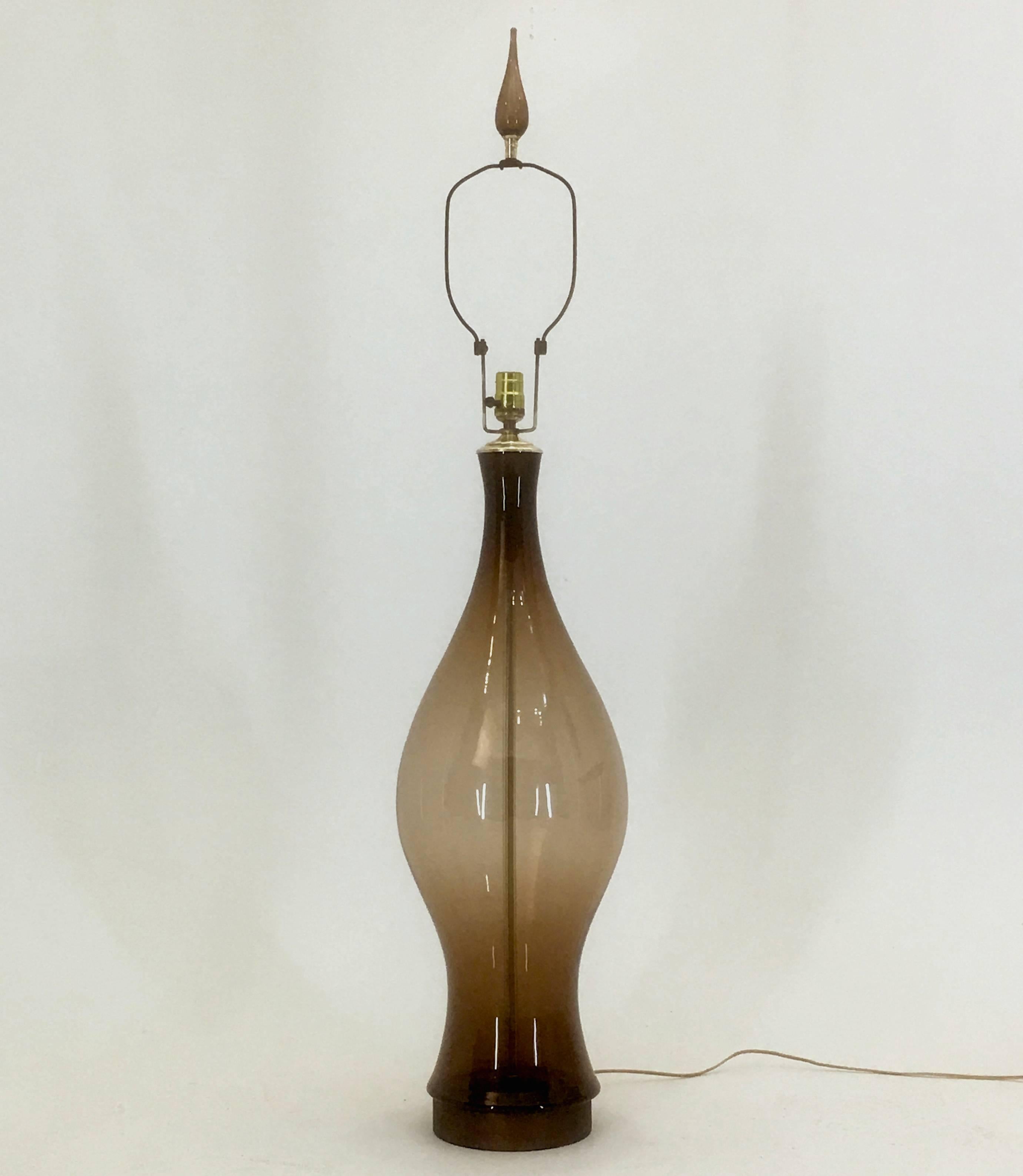 Mid-Century Modern Monumental Blenko Lamp in Chestnut, 1965