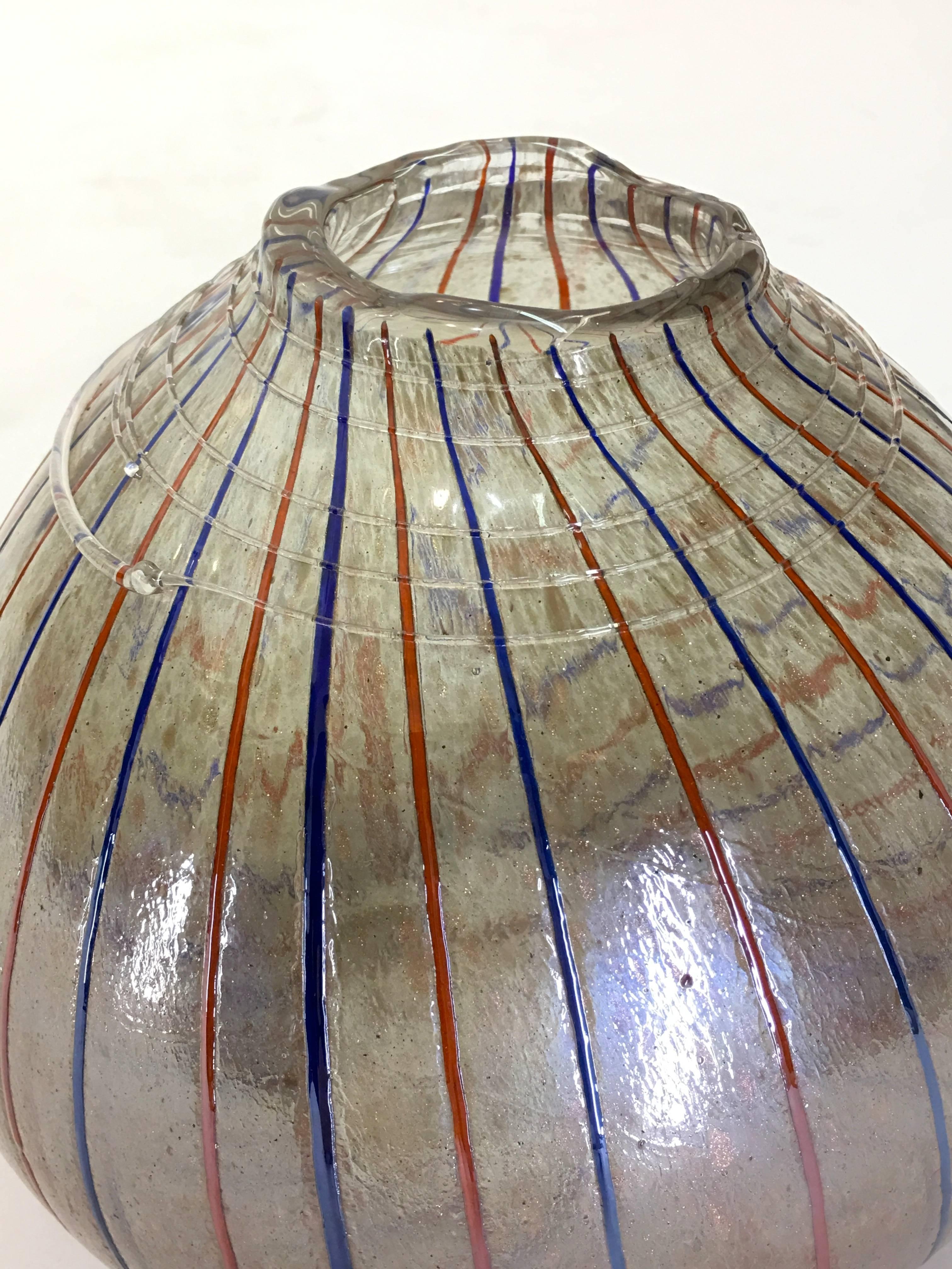 20th Century Handblown Art Glass Vase with Gold Flakes