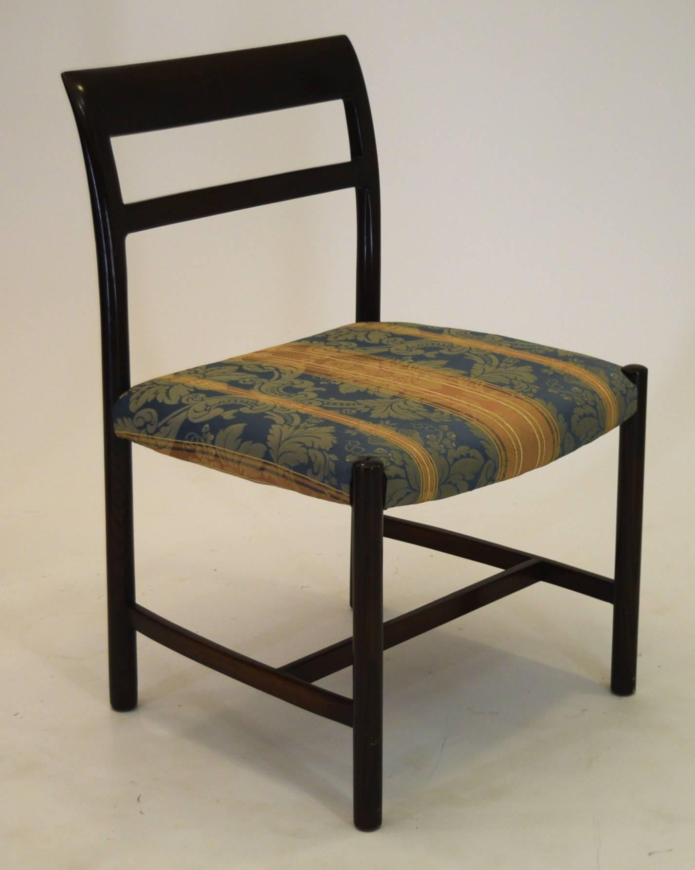Dining chairs, Dunbar 1967
Stained ash.
Measures 34