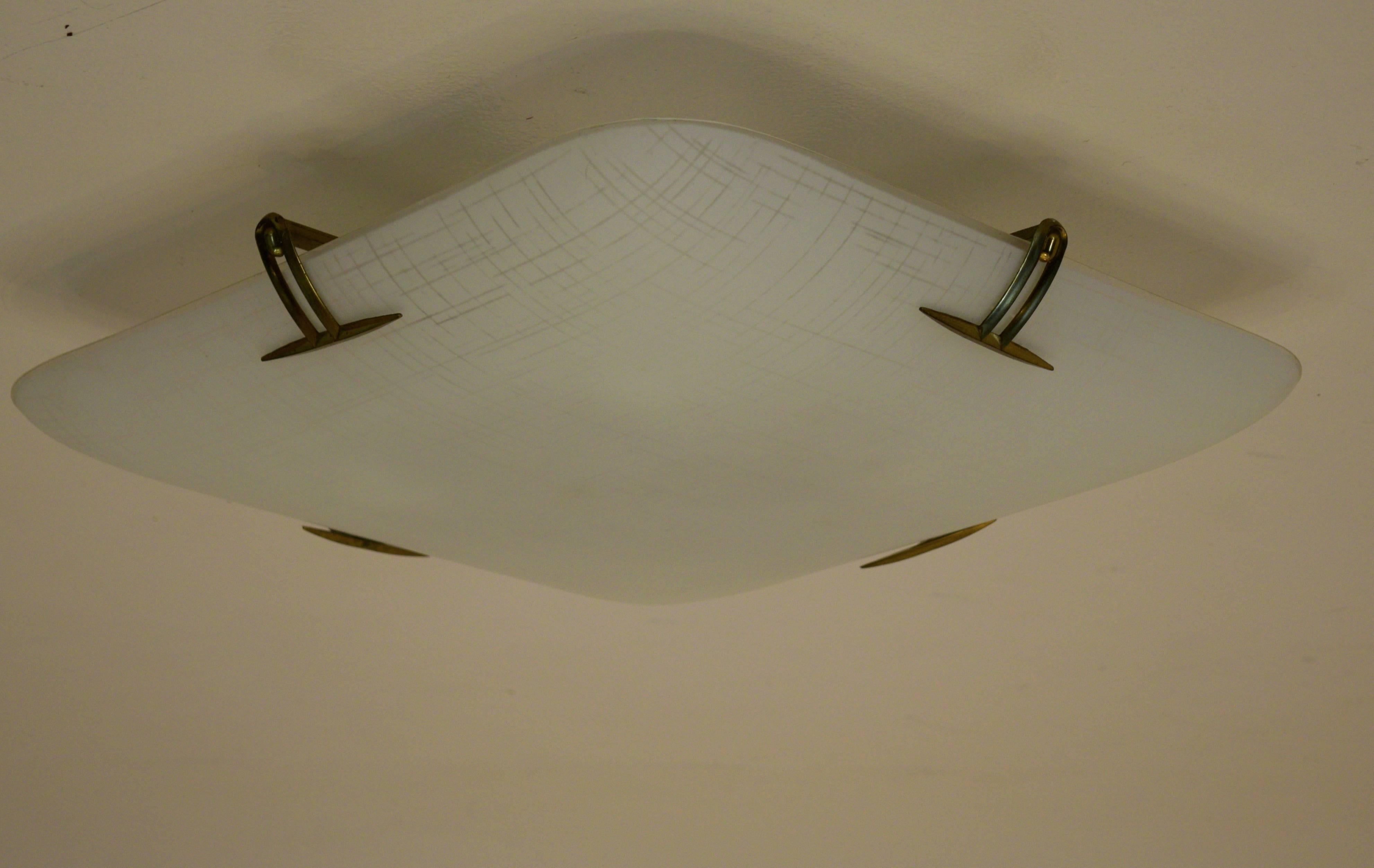 Mid-Century Modern Large Ceiling Flush Fixture by Carl Moser for Lightolier Model 4924
