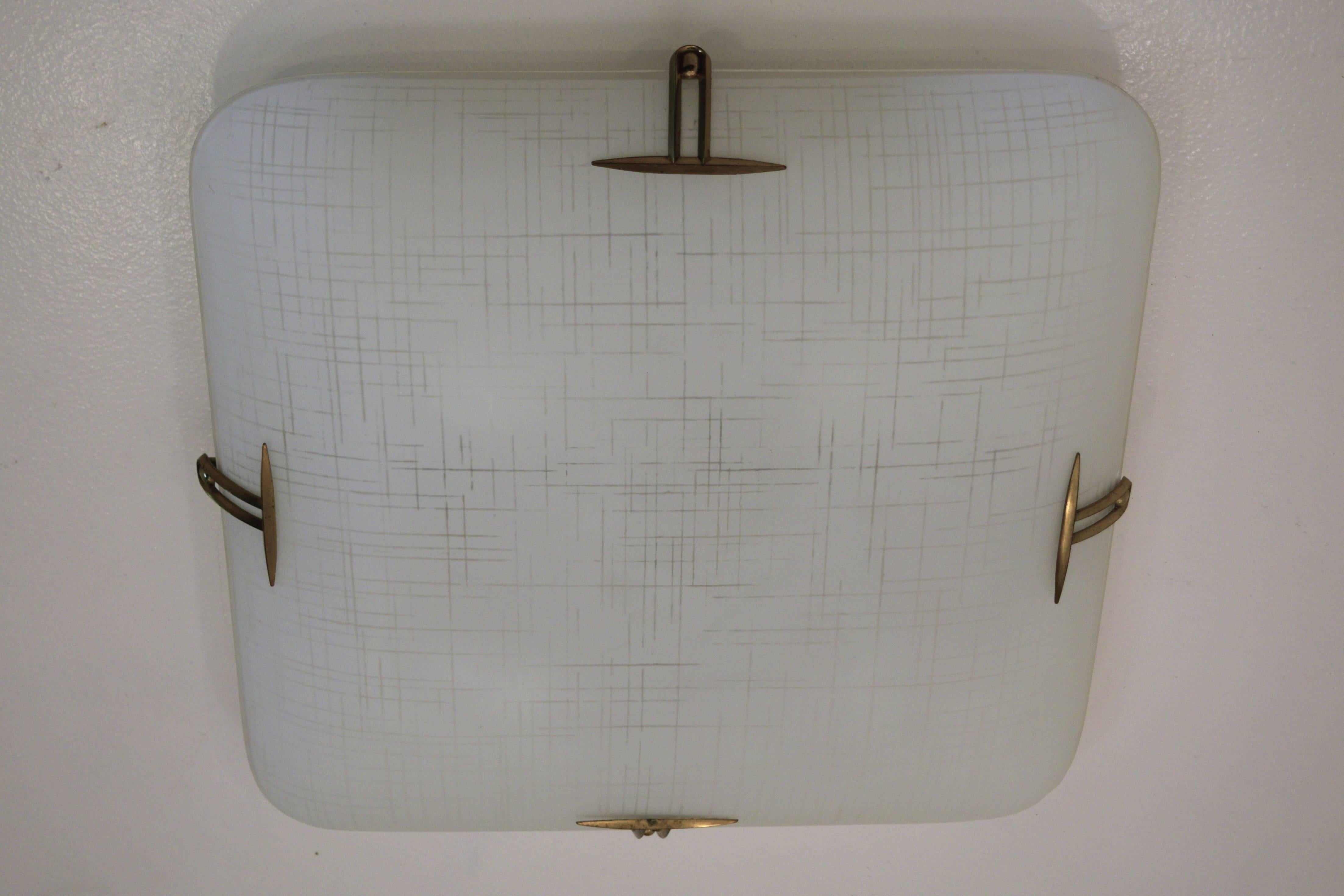 Large Ceiling Flush Fixture by Carl Moser for Lightolier Model 4924 In Excellent Condition In South Charleston, WV