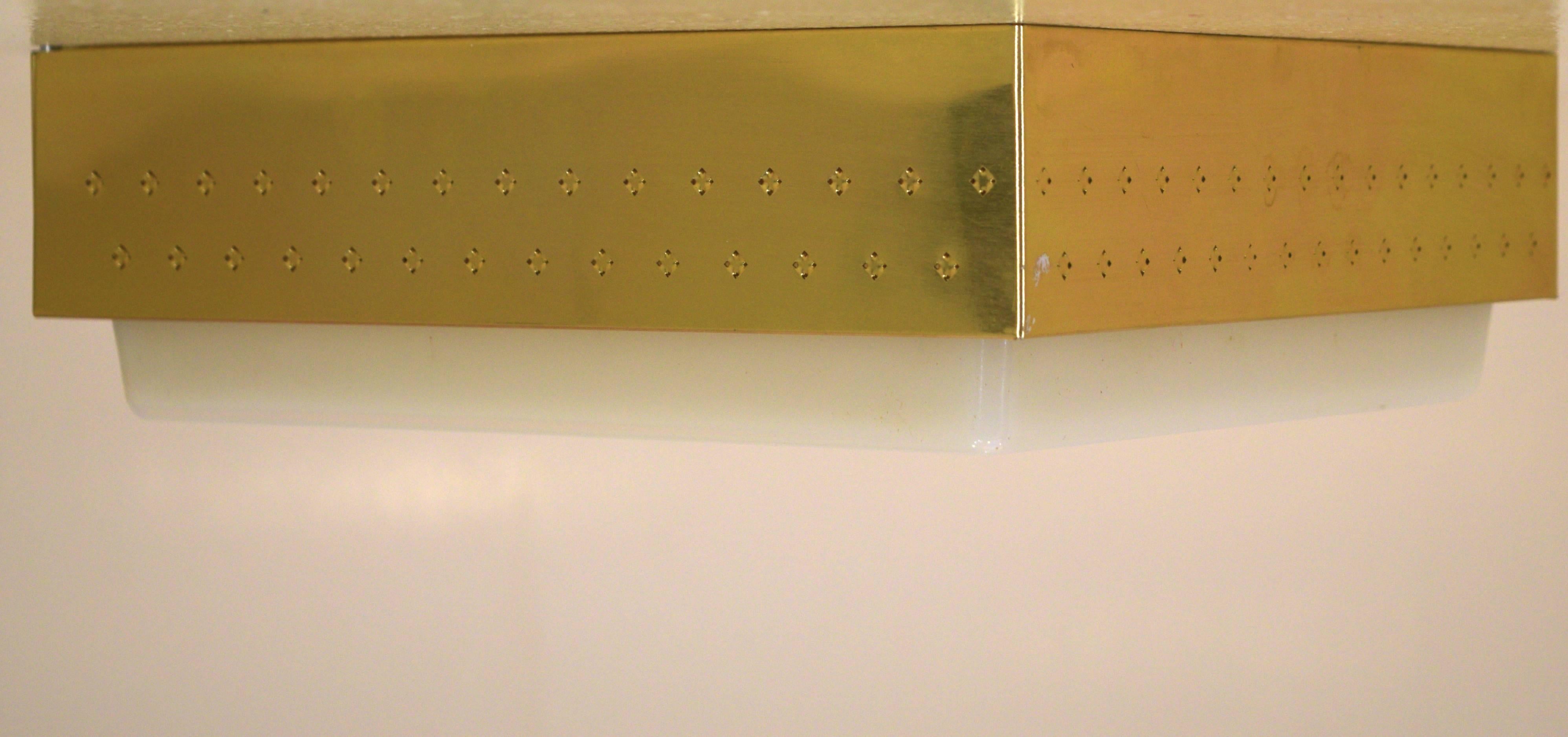 Mid-Century Modern Brass Flush Mount Fixture by Kempthorne