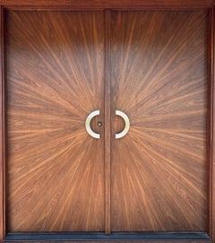 Porte d'entrée double en noyer Radial Sunburst
