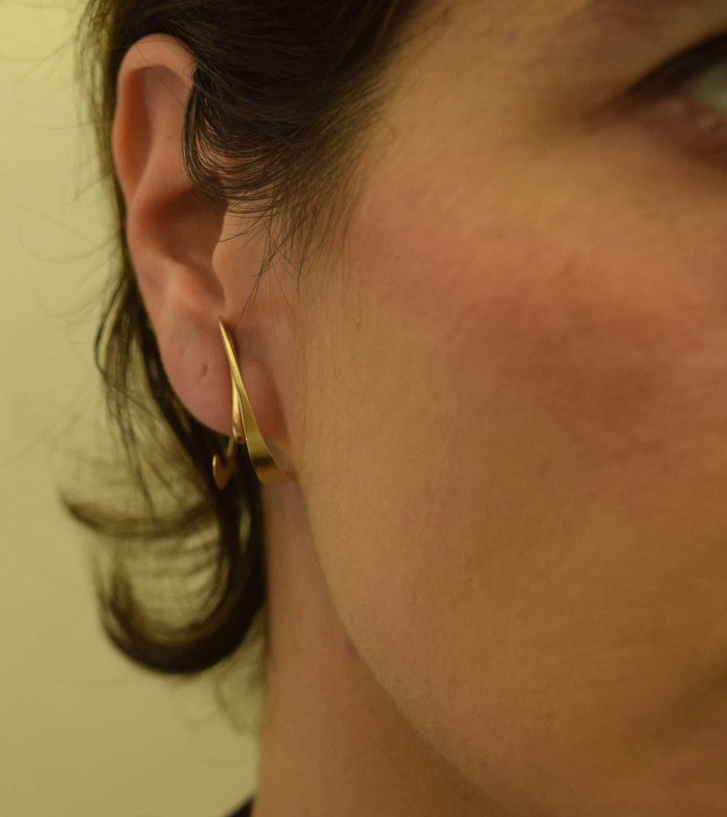 Mid-Century Modern Irene Brynner Modernist Non-Pierced Gold Abstract Earrings