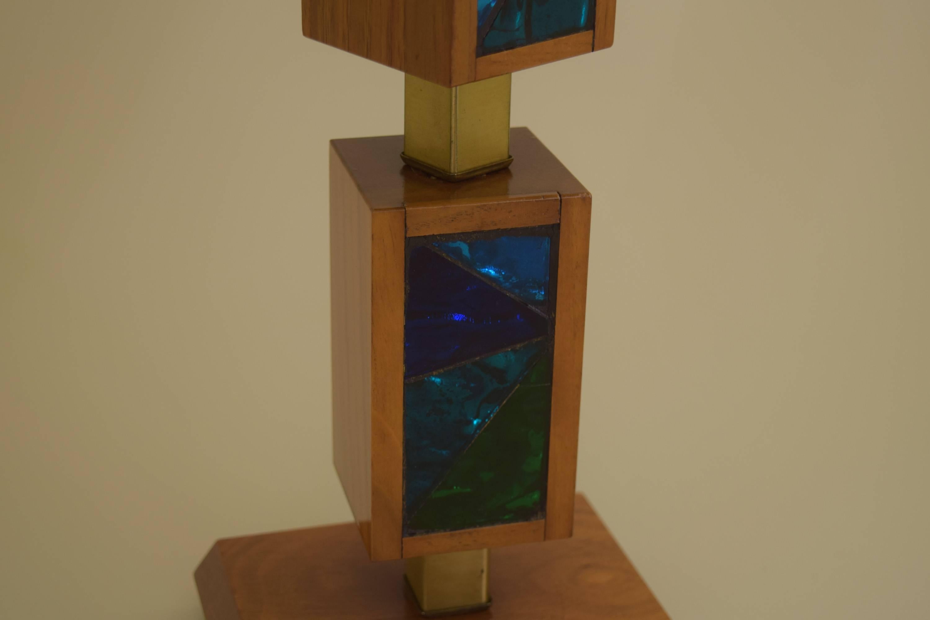 Vintage Cubist Mosaic Glass Positionable Table Lamp, Pair by Georges Briard In Excellent Condition In South Charleston, WV