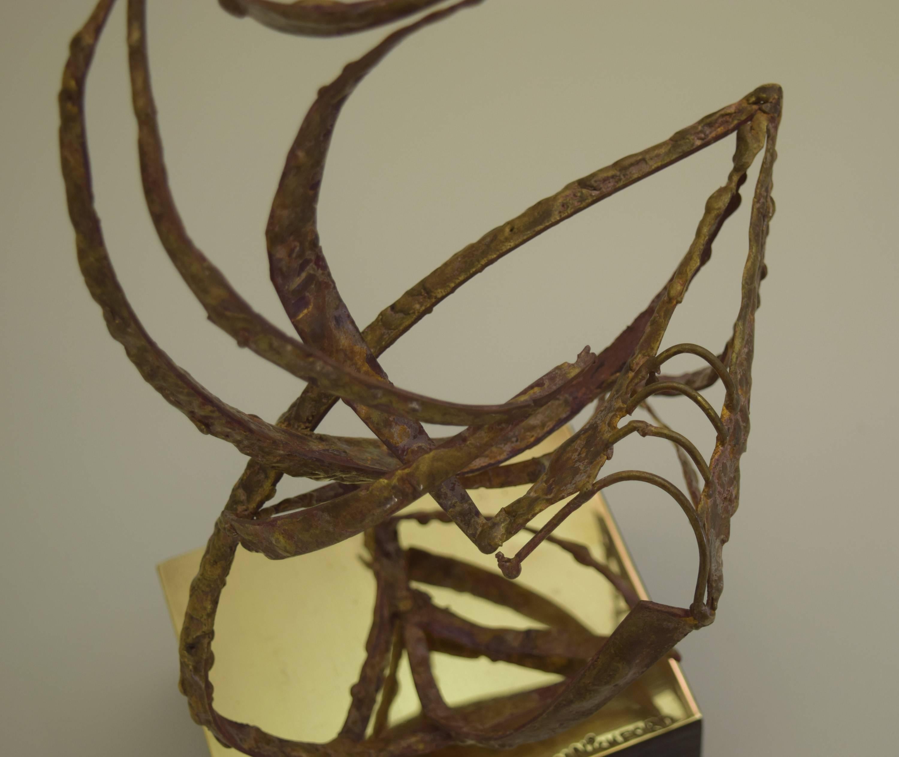 Brass Abstract Modernist Sculpture by Juan Nickford