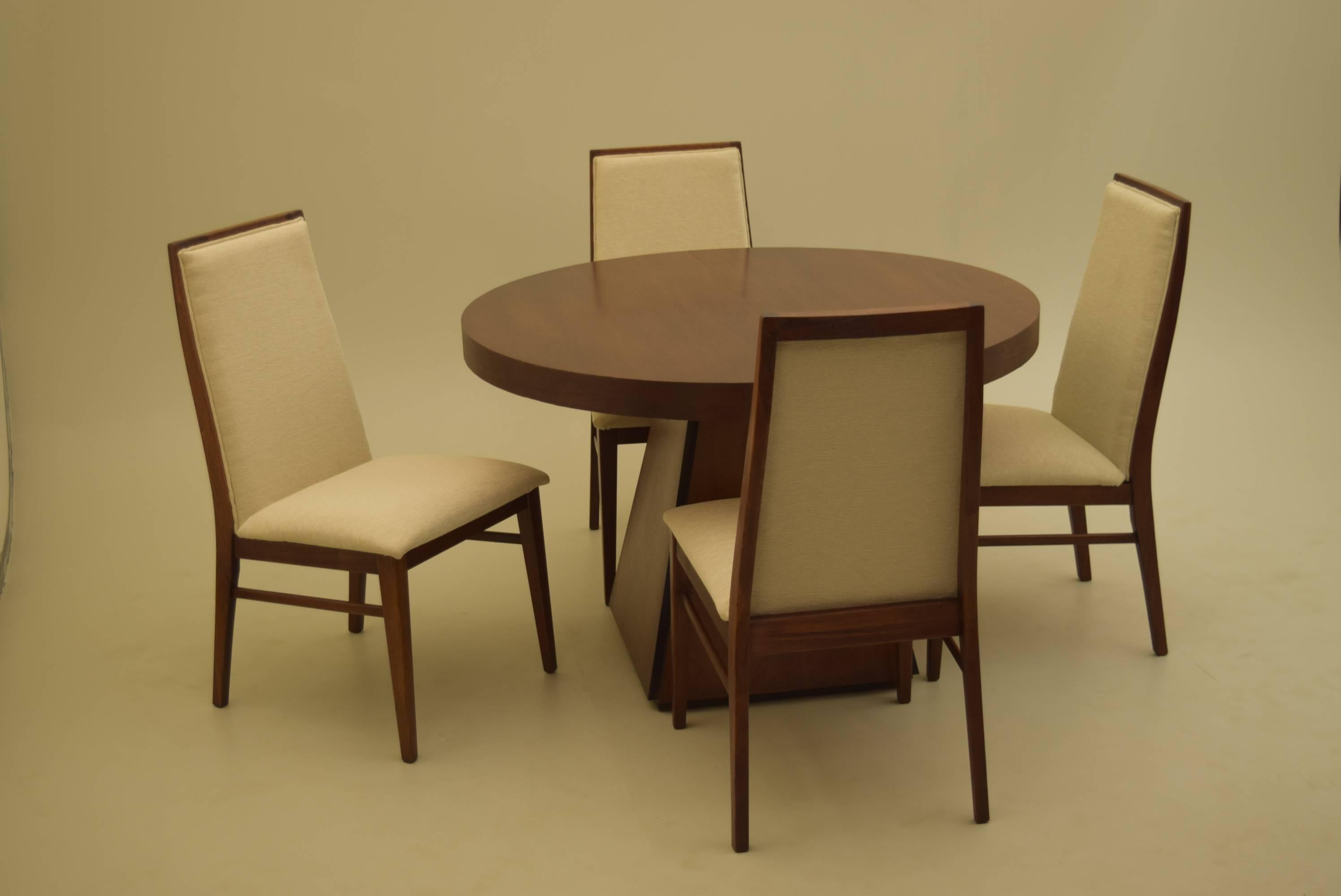 Pierre Cardin Round Obelisk Dining Table in Walnut with Extension Leaf 2