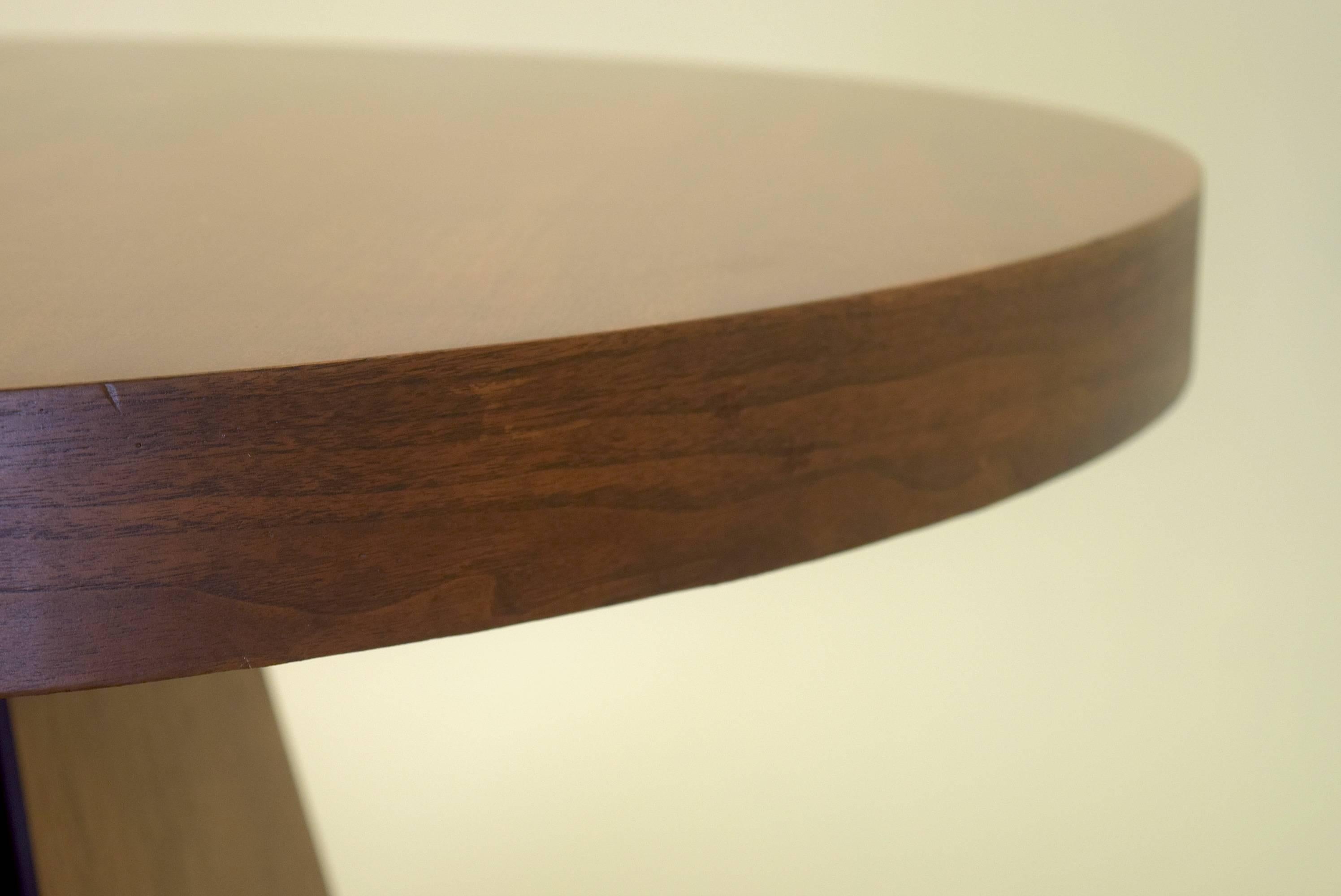 20th Century Pierre Cardin Round Obelisk Dining Table in Walnut with Extension Leaf
