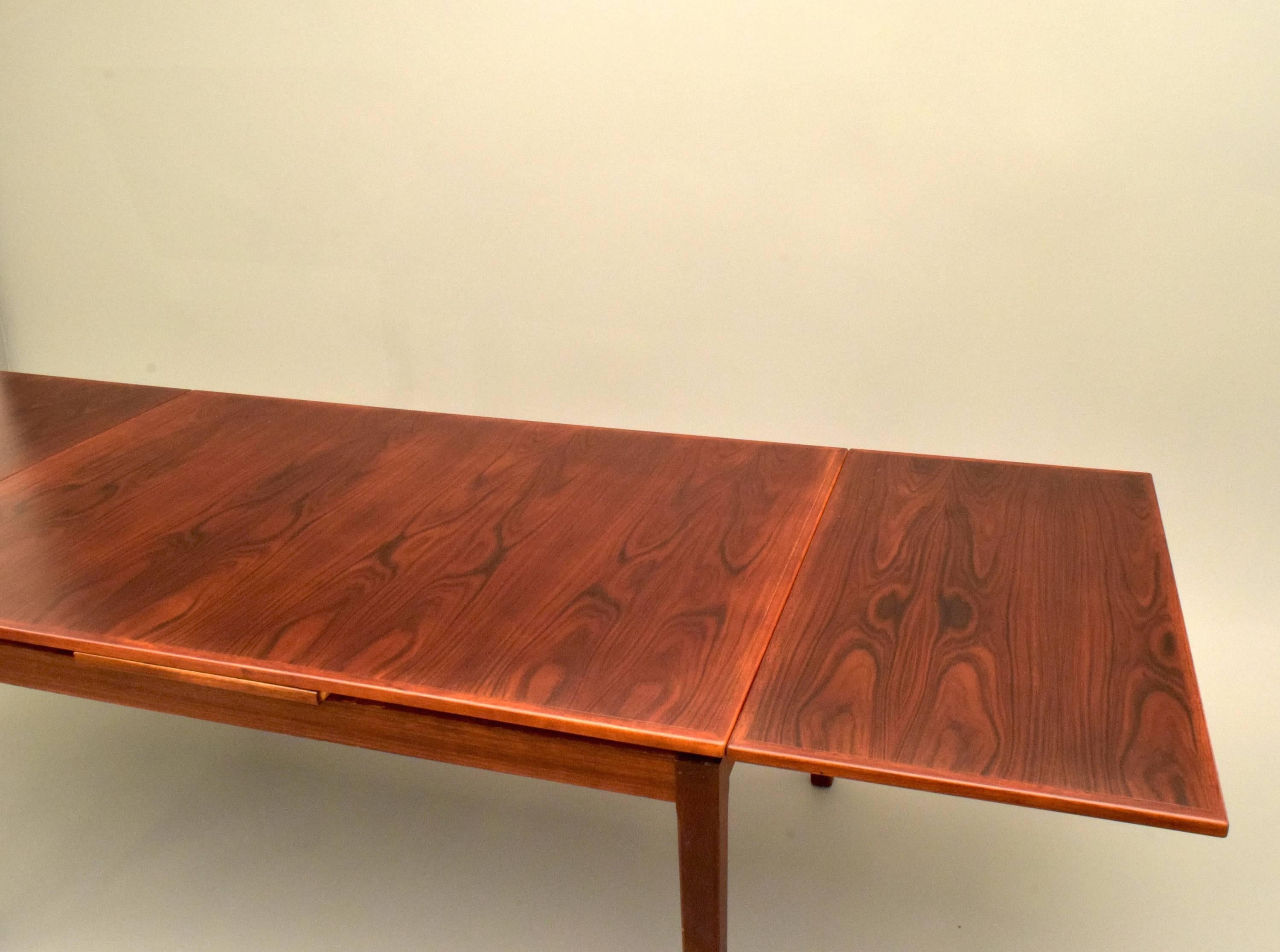 Mid-Century Modern Danish Modern Rosewood Dining Table by Willy Sigh with Extensions 
