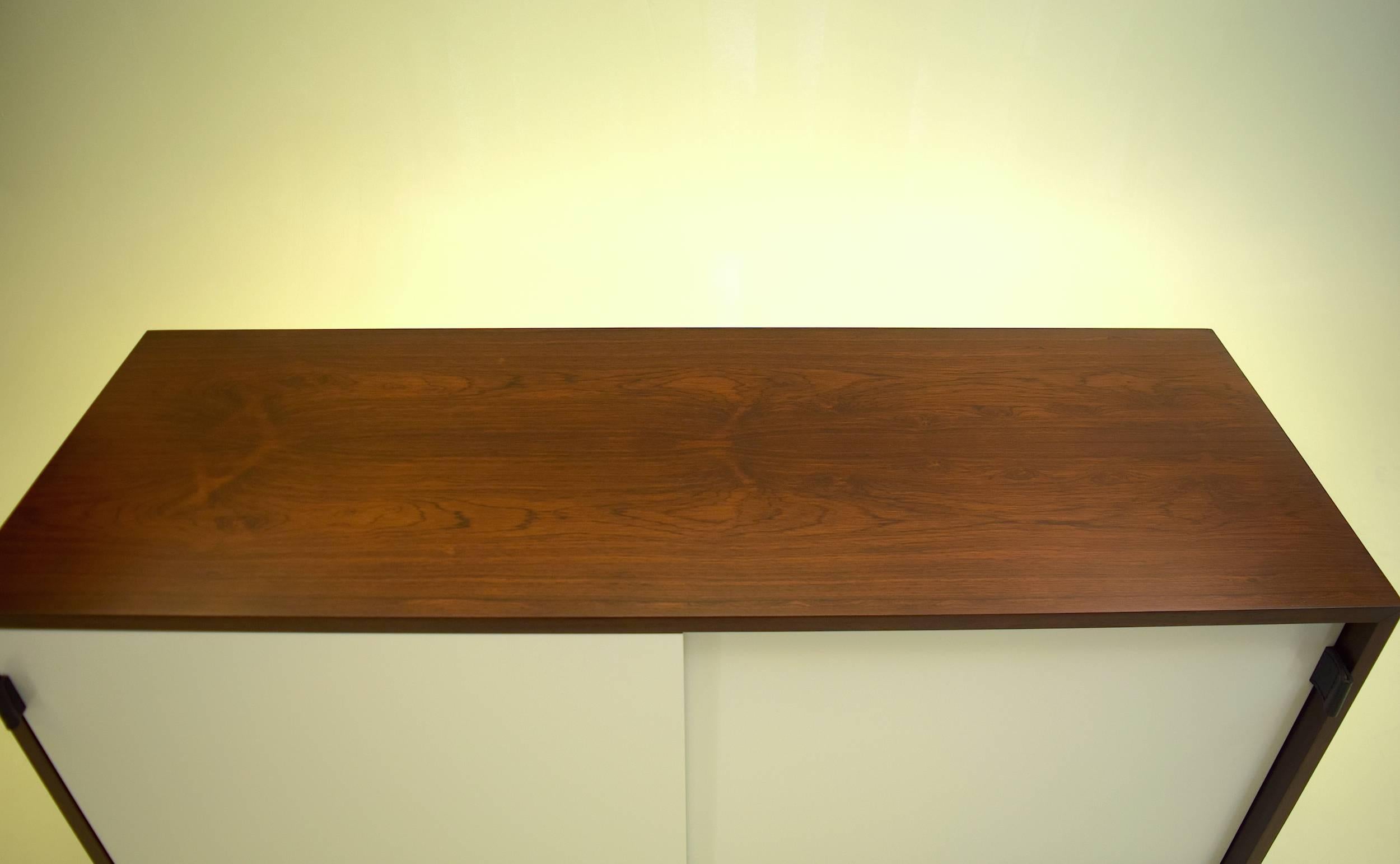 Lacquer Four Foot Rosewood Cabinet by Florence Knoll
