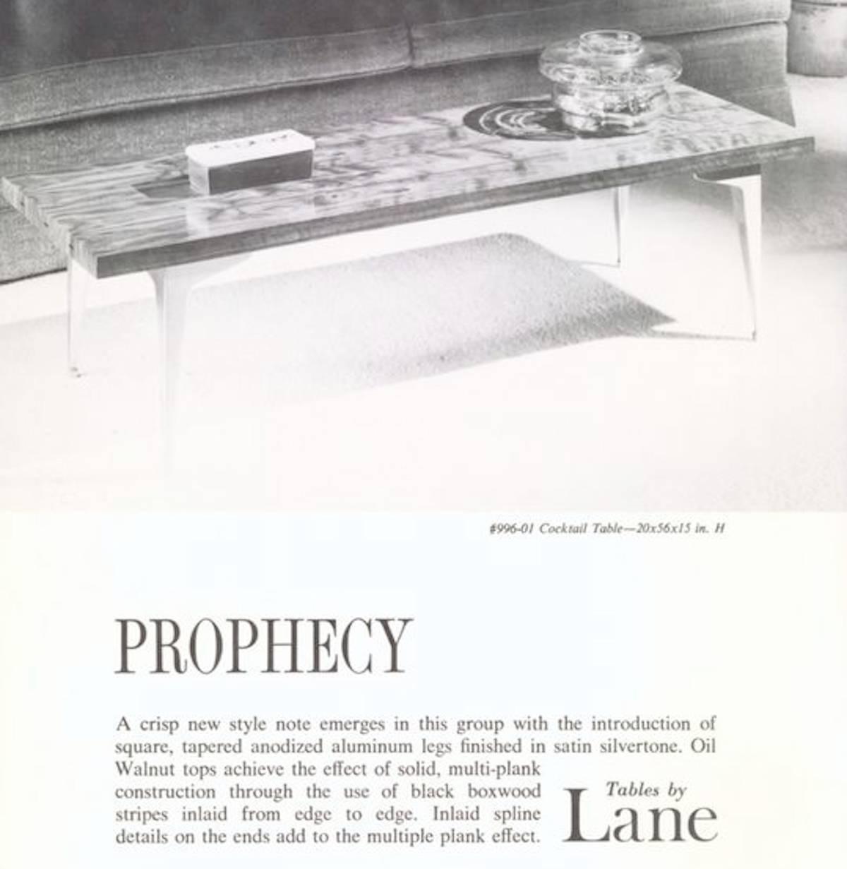 Very Rare Cocktail Table by Lane the Prophecy Series Aluminum and Walnut 3