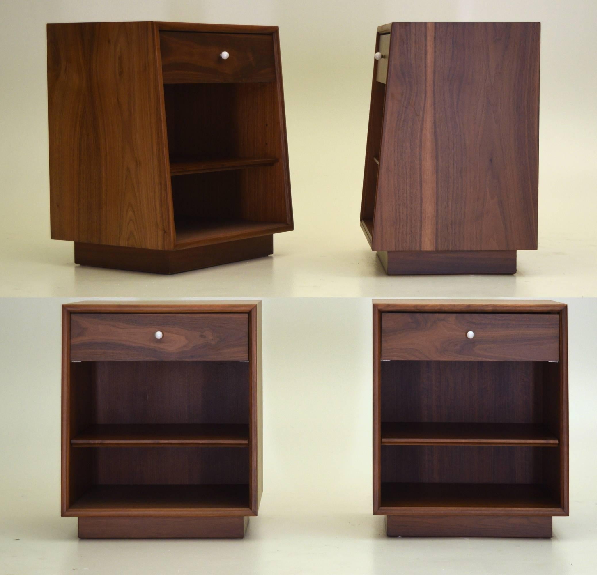 Entirely refinished and in excellent condition, we are pleased to offer this entire suite designed by Kipp Stewart for Drexel in the late 1950s. Particular attention to the quality of walnut used was emphasized by Kipp which included solid lumber