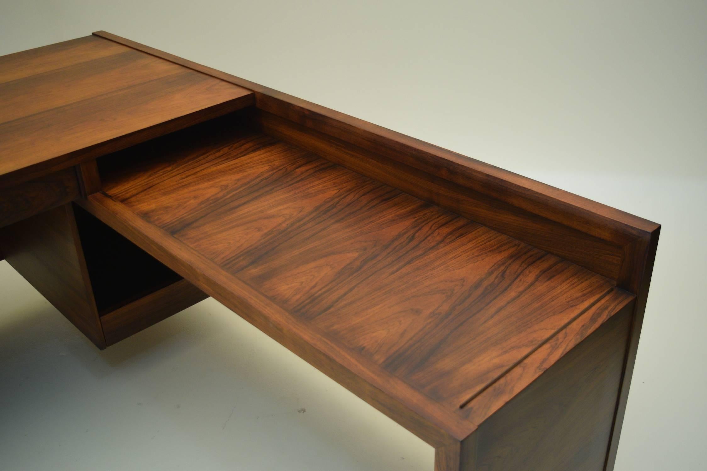 20th Century Bold Rosewood Executive Desk and Return by Edward Wormley for Dunbar