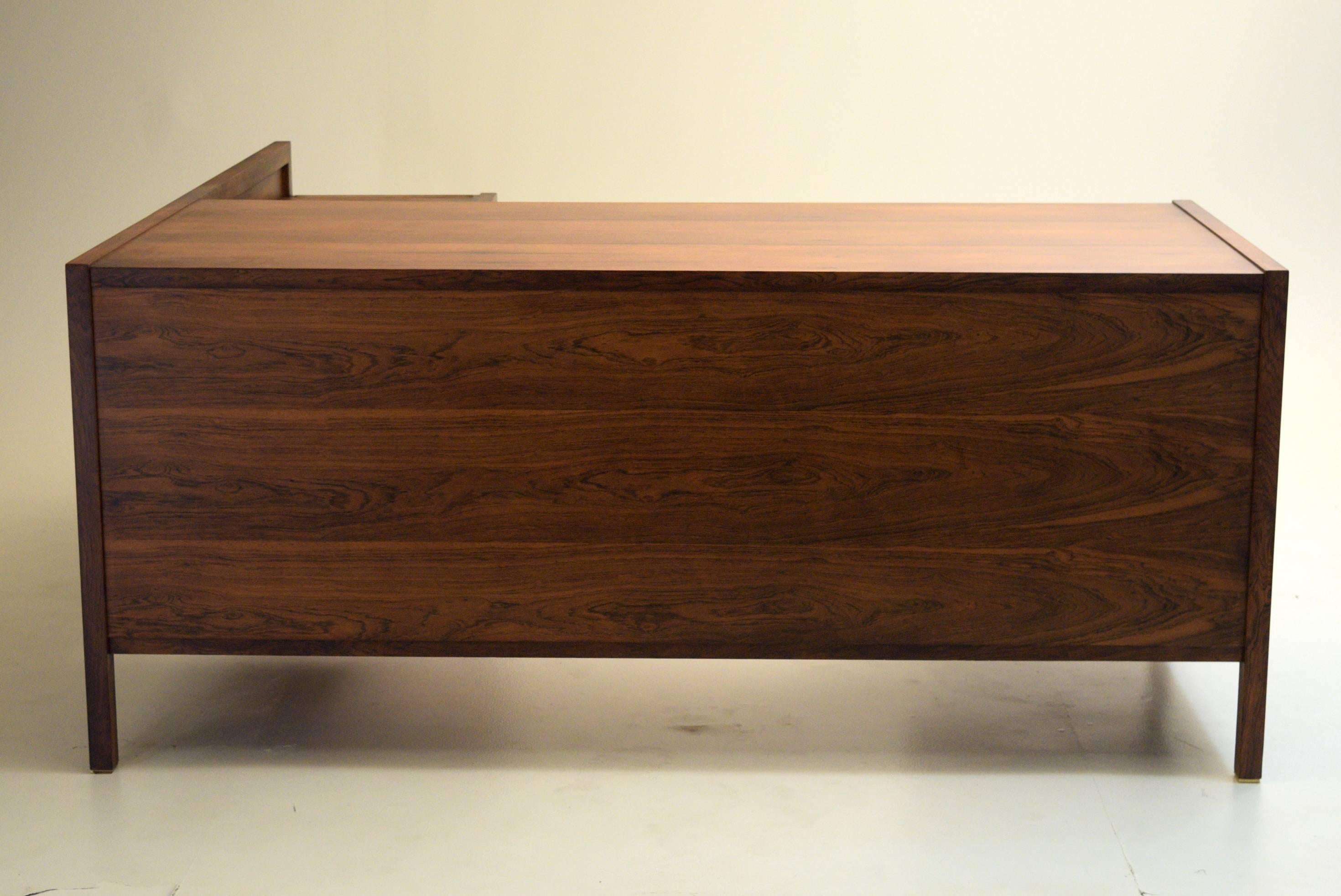 Bold Rosewood Executive Desk and Return by Edward Wormley for Dunbar 1