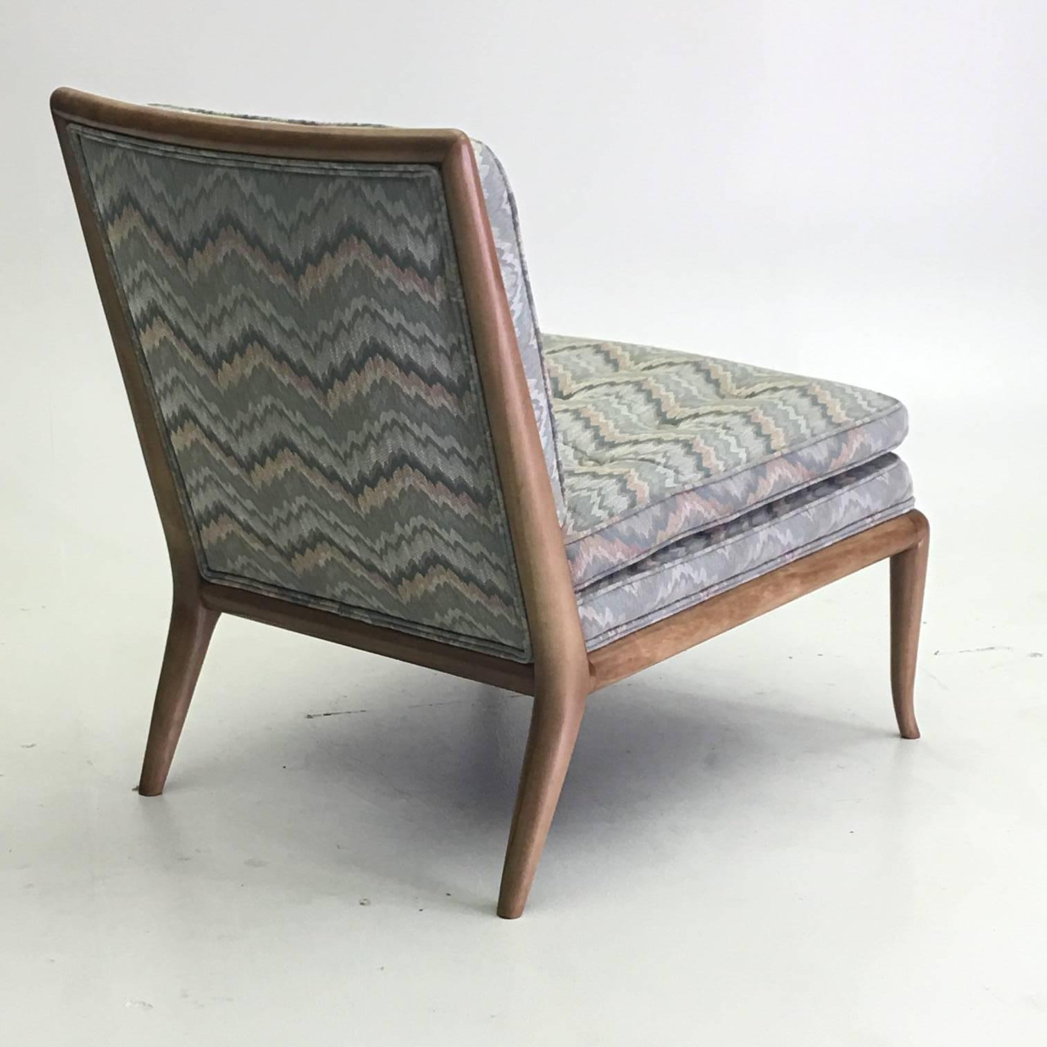 T.H. Robsjohn-Gibbings for Widdicomb in its original upholstery. Fabric is in exquisite condition and retains original label to seat. Frame has been freshly refinished and also impeccable.

Seat cushion is tufted and exceptionally