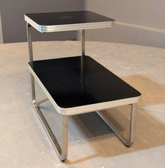 Art Deco End Table two tier in black and chrome by Royal Metal Manufacturing