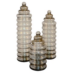 Jacob Bang For Holmegaard Primula Glass Canister Set Beehive Apothecary Jars