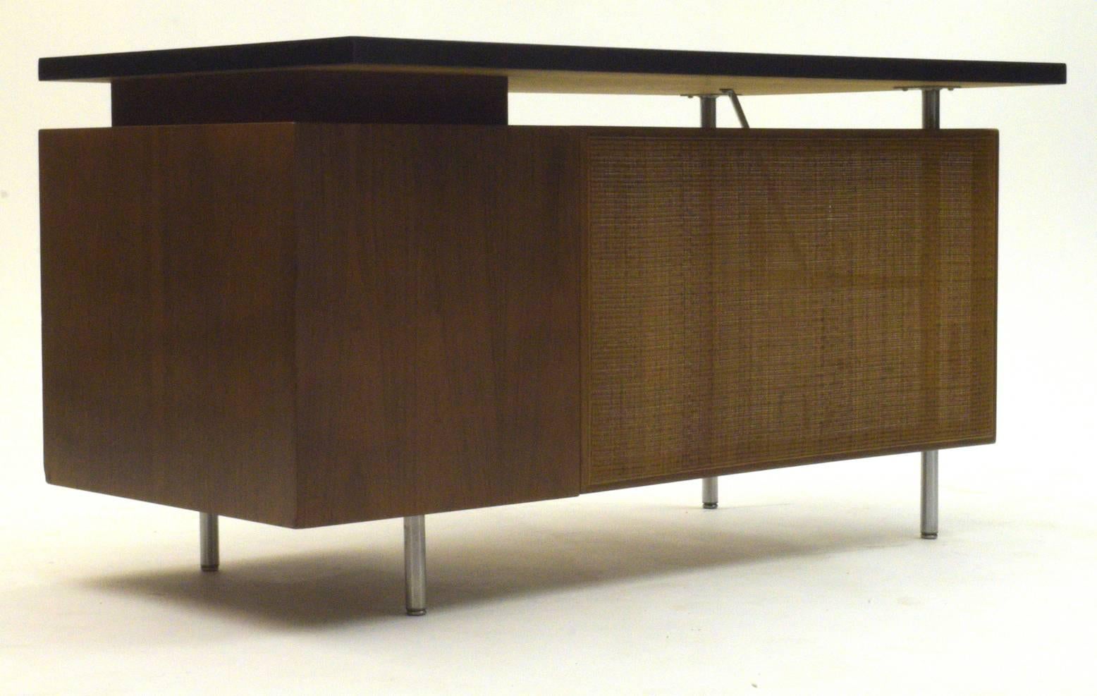 Floating Executive Walnut and Lacquer Desk by George Nelson for Herman Miller 2