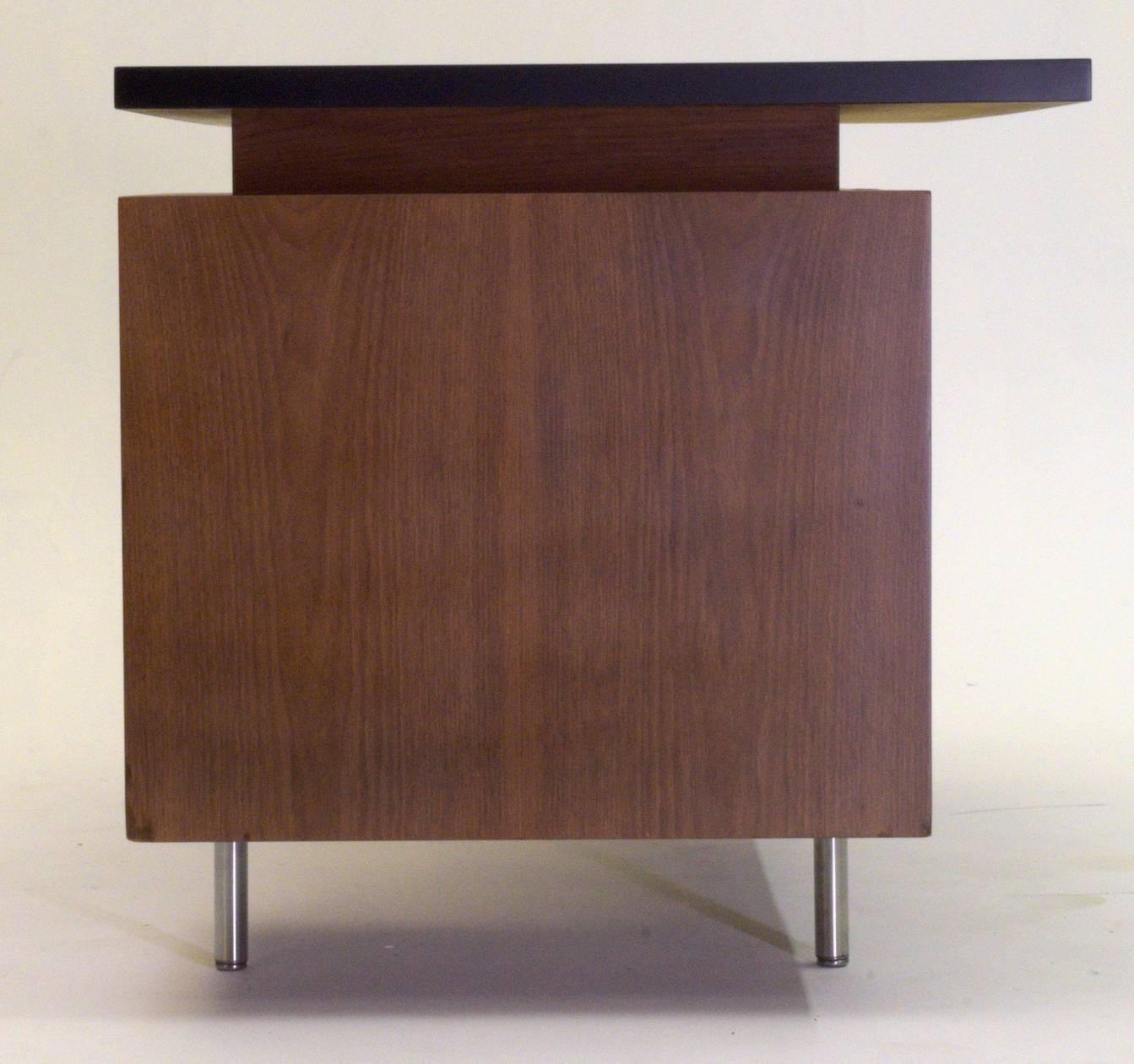 Chrome Floating Executive Walnut and Lacquer Desk by George Nelson for Herman Miller