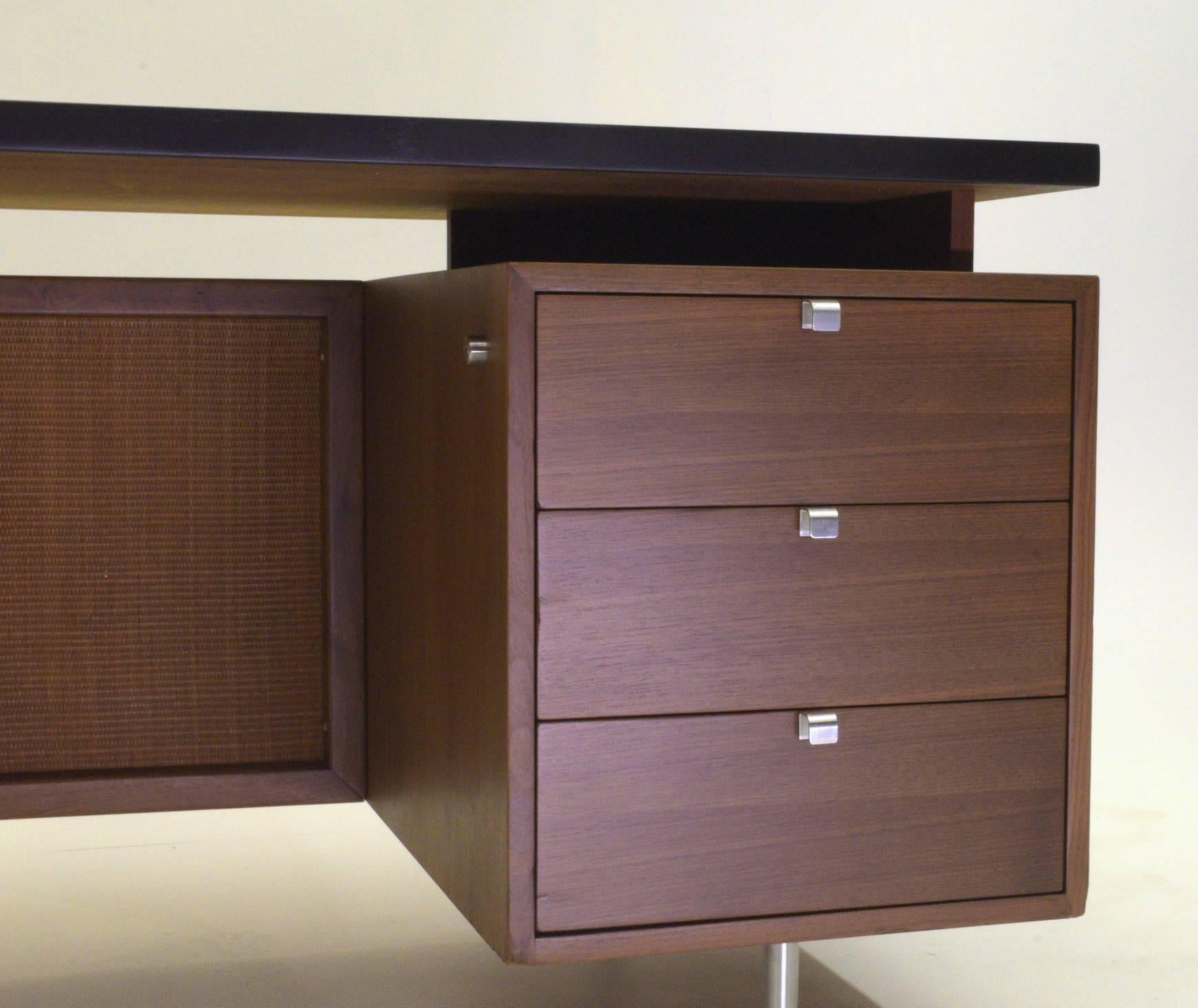 Mid-Century Modern Floating Executive Walnut and Lacquer Desk by George Nelson for Herman Miller