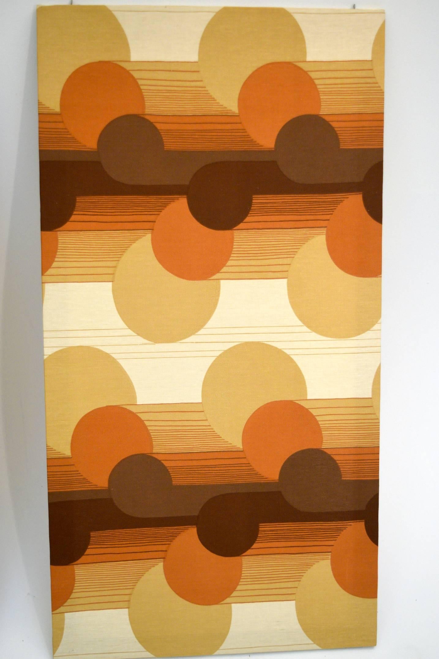 Fabric 1960s Op Art Wall Covering Panels by Three by Danes