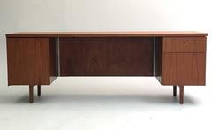 Rare Custom Thin Edge and Low Profile Teak Desk on Custom Legs by Florence Knoll