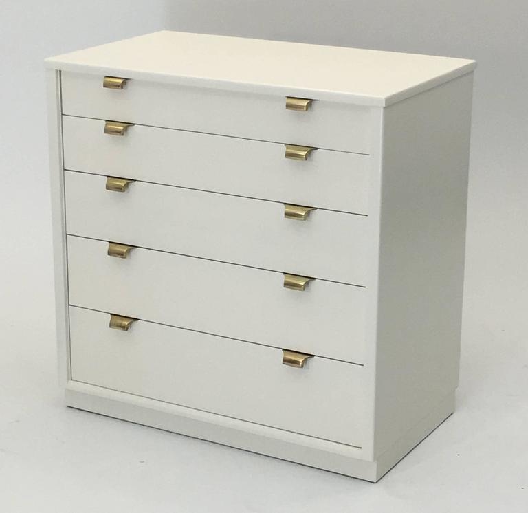 OffWhite Linen Lacquered Chest by Edward Wormley For Sale at 1stDibs