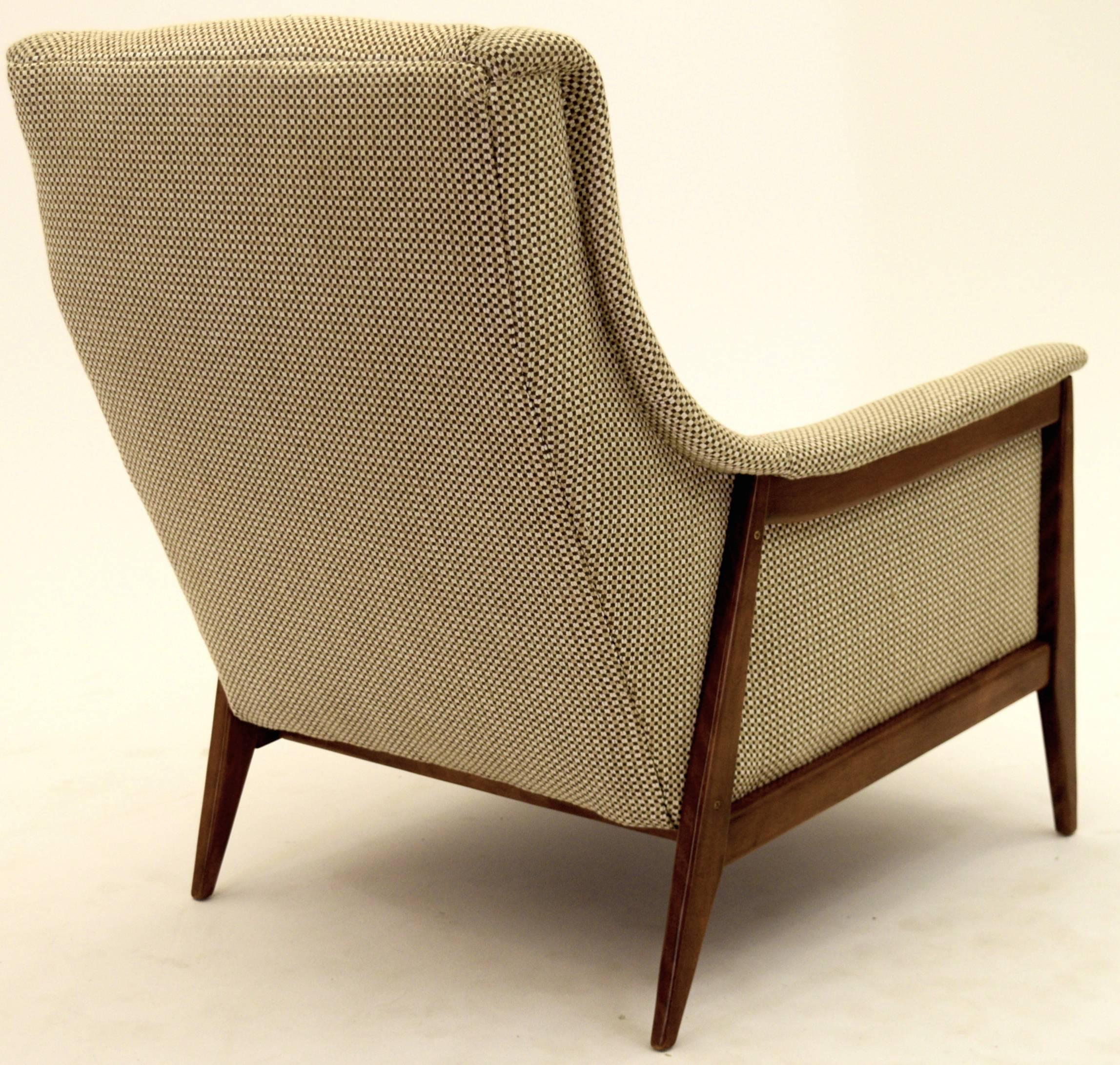 Scandinavian Modern Exquisite Armchair and Ottoman by Selig in Original Cotton Felt