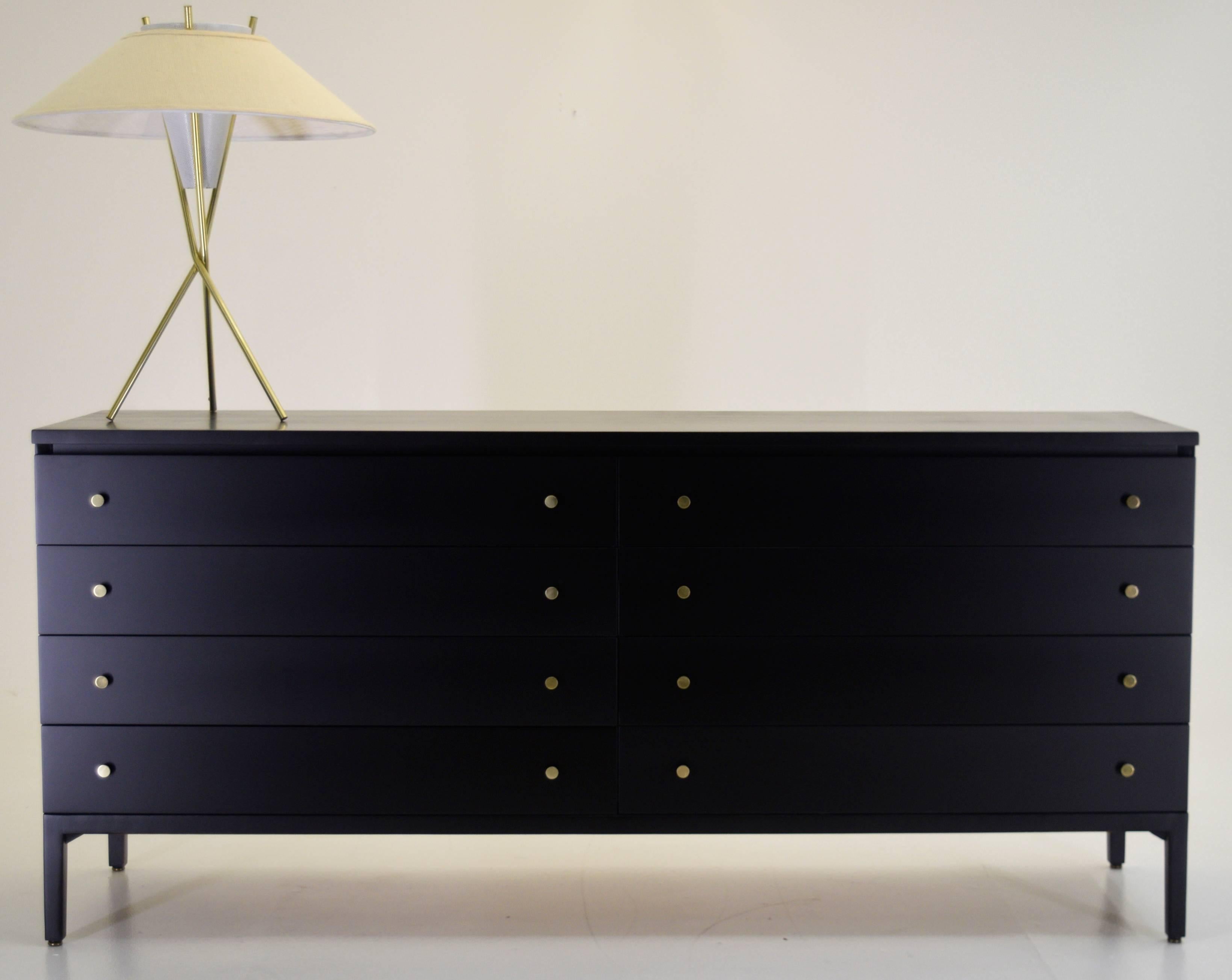 Pristine Black Lacquer Double Dresser by Paul McCobb for Calvin Irwin Collection 2