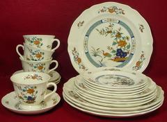 Retro WEDGWOOD china CHINESE TEAL pattern 20-pc SET SERVICE for FOUR (4)